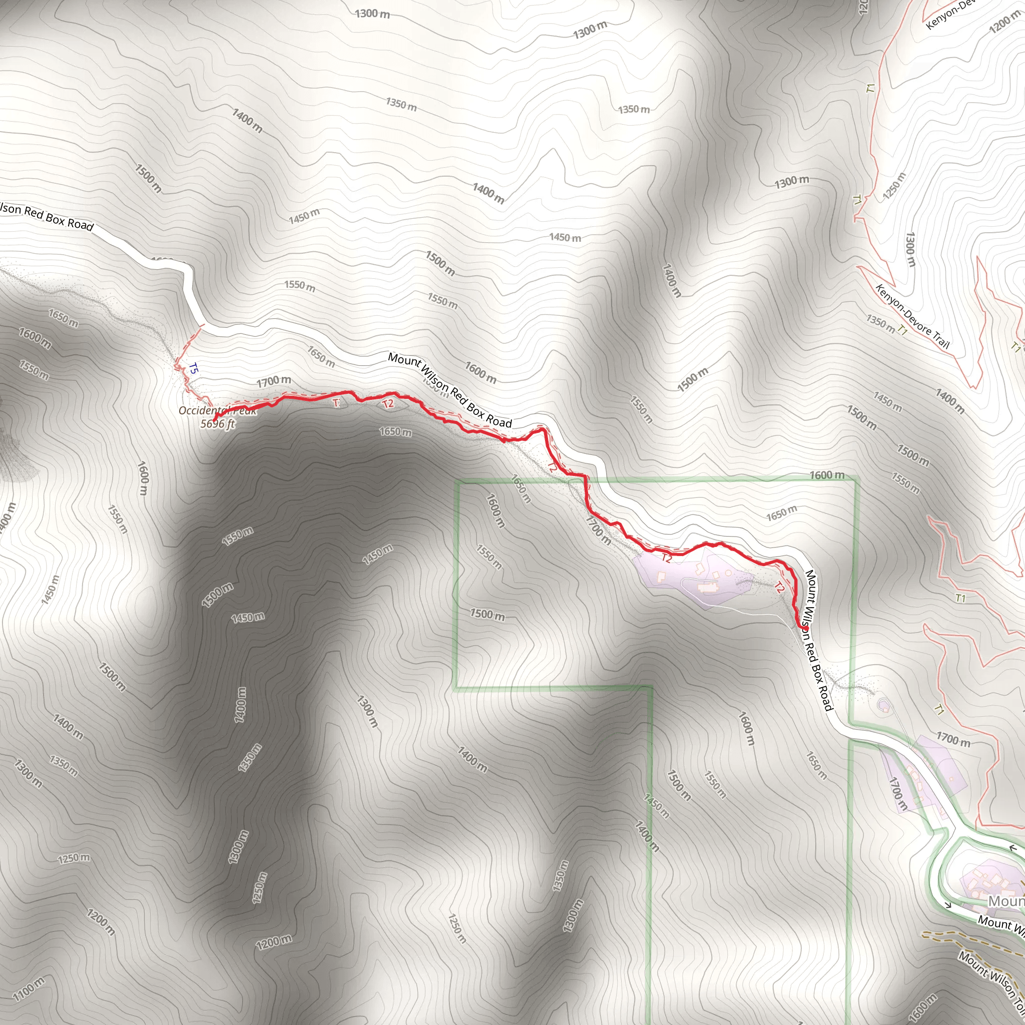 Occidental Peak Trail mobile static map