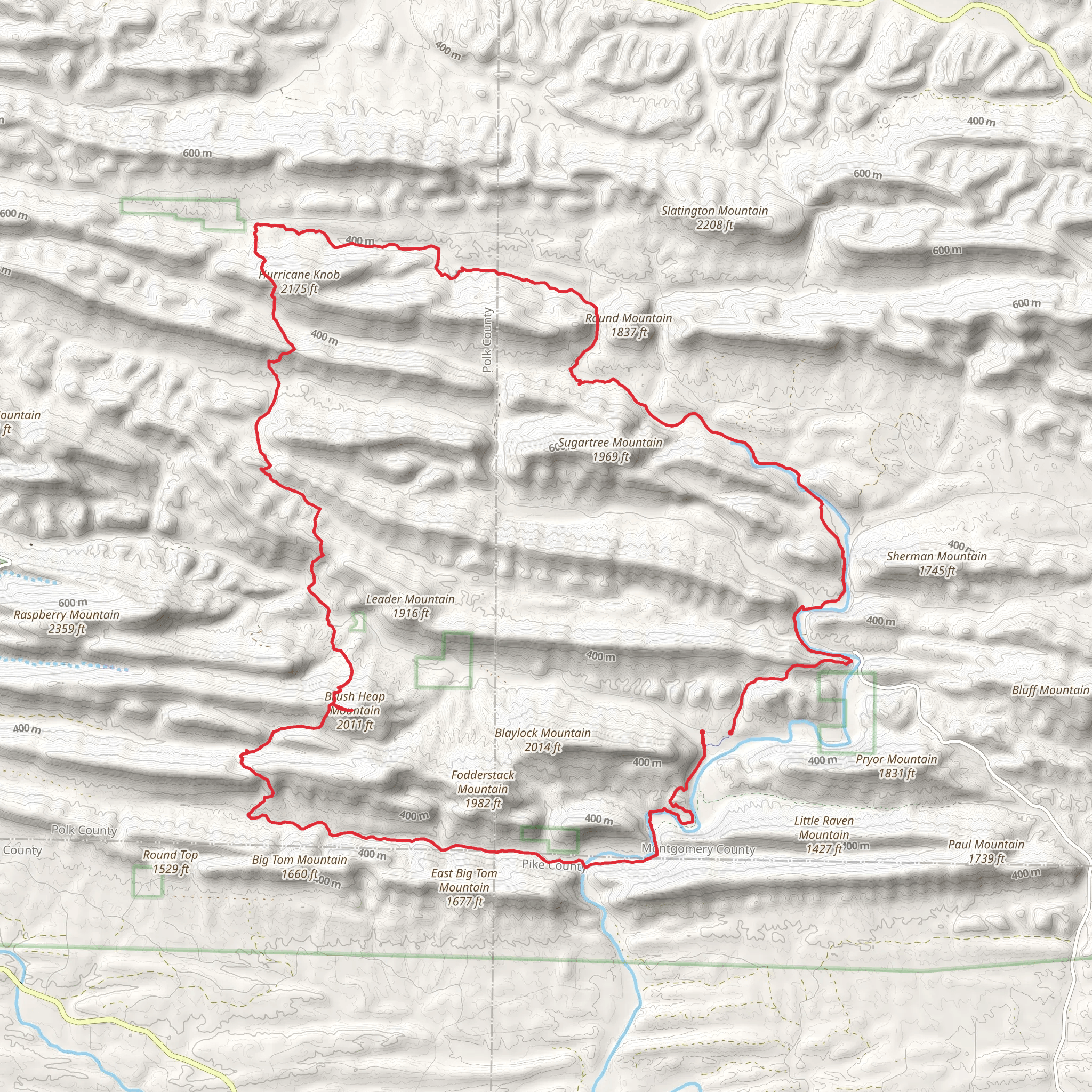 Brush Heap Mountain and Eagle Rock Loop Trail mobile static map