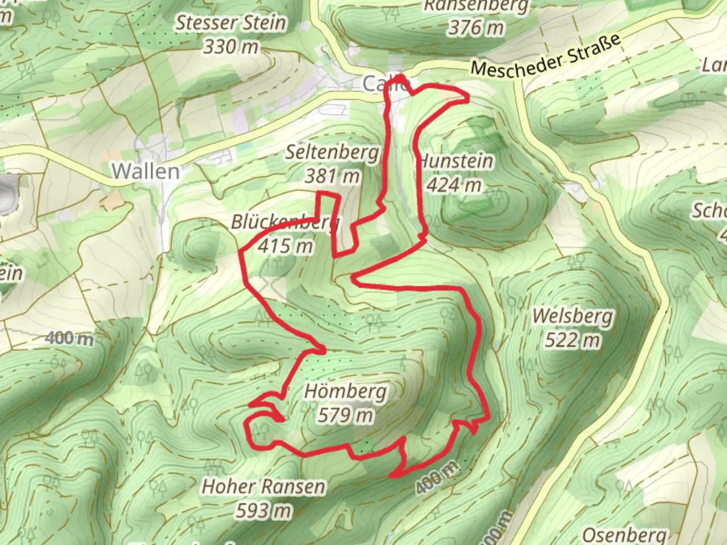 An image depicting the trail Calle Rundweg Hoemberg and its surrounding area.