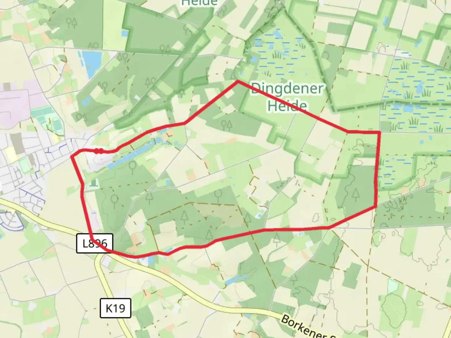 An image depicting the trail Bacholt Rundweg and Klausenhof Rundweg and its surrounding area.