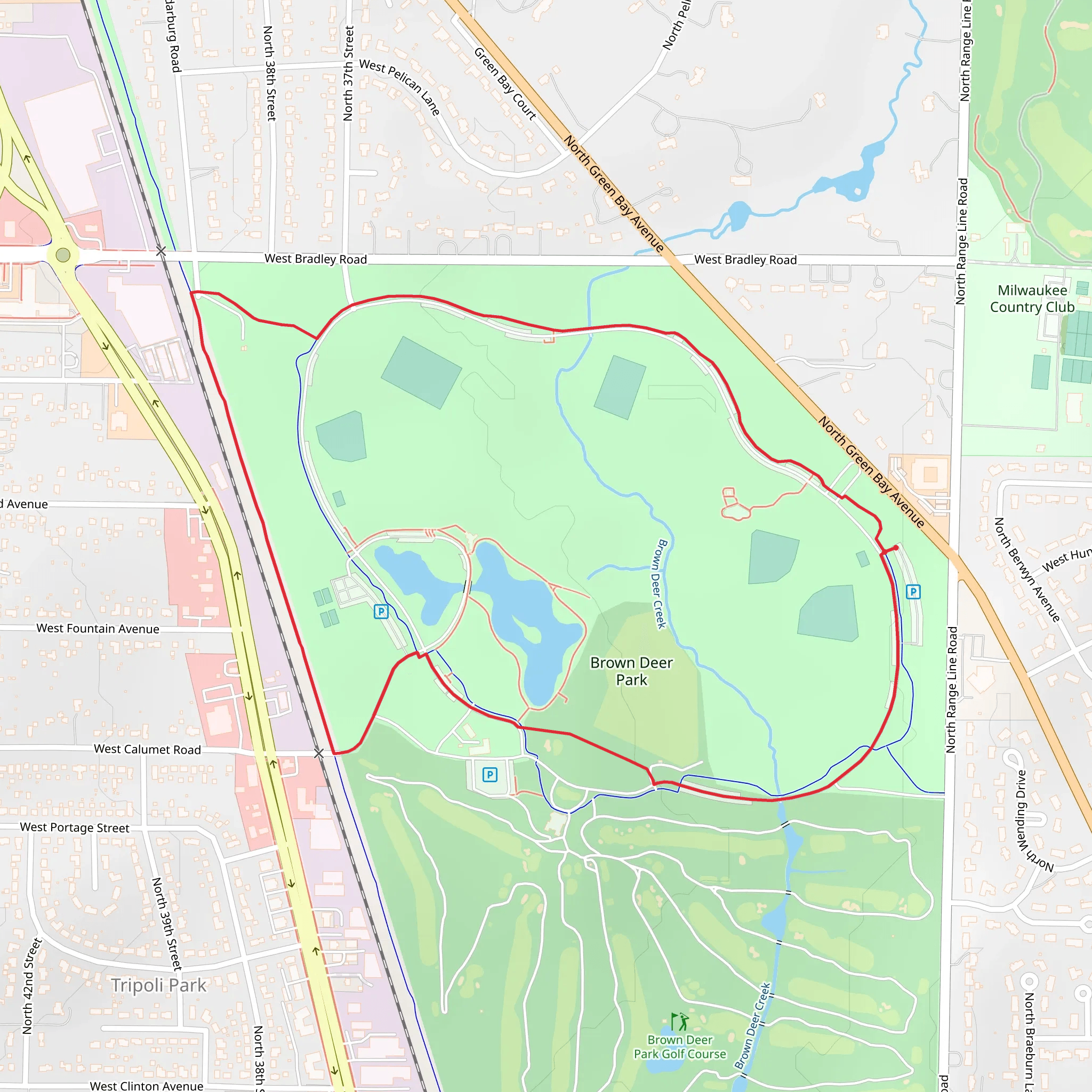 Brown Deer Park Loop mobile static map