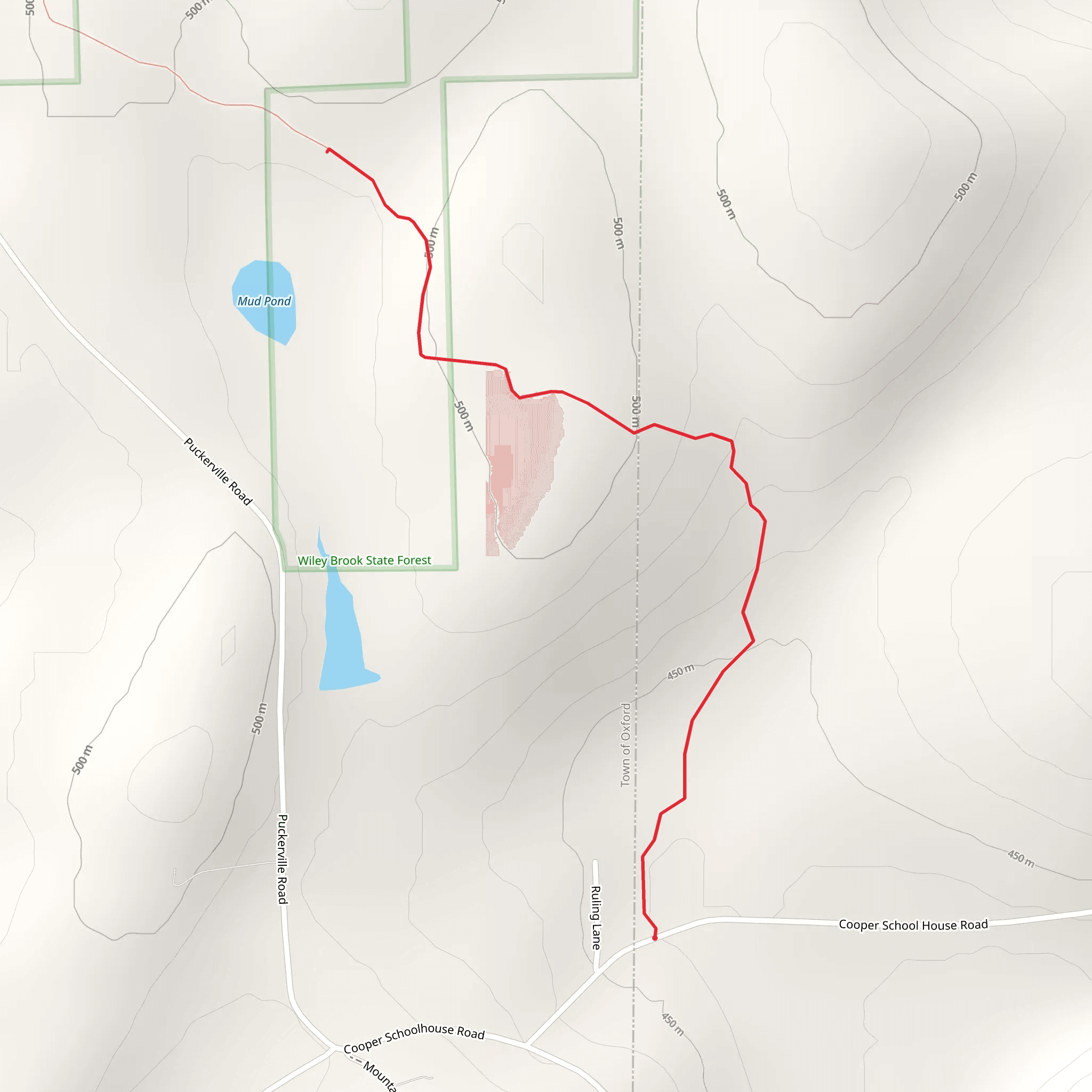 Mud Pond Trail from Cooper School House Road mobile static map