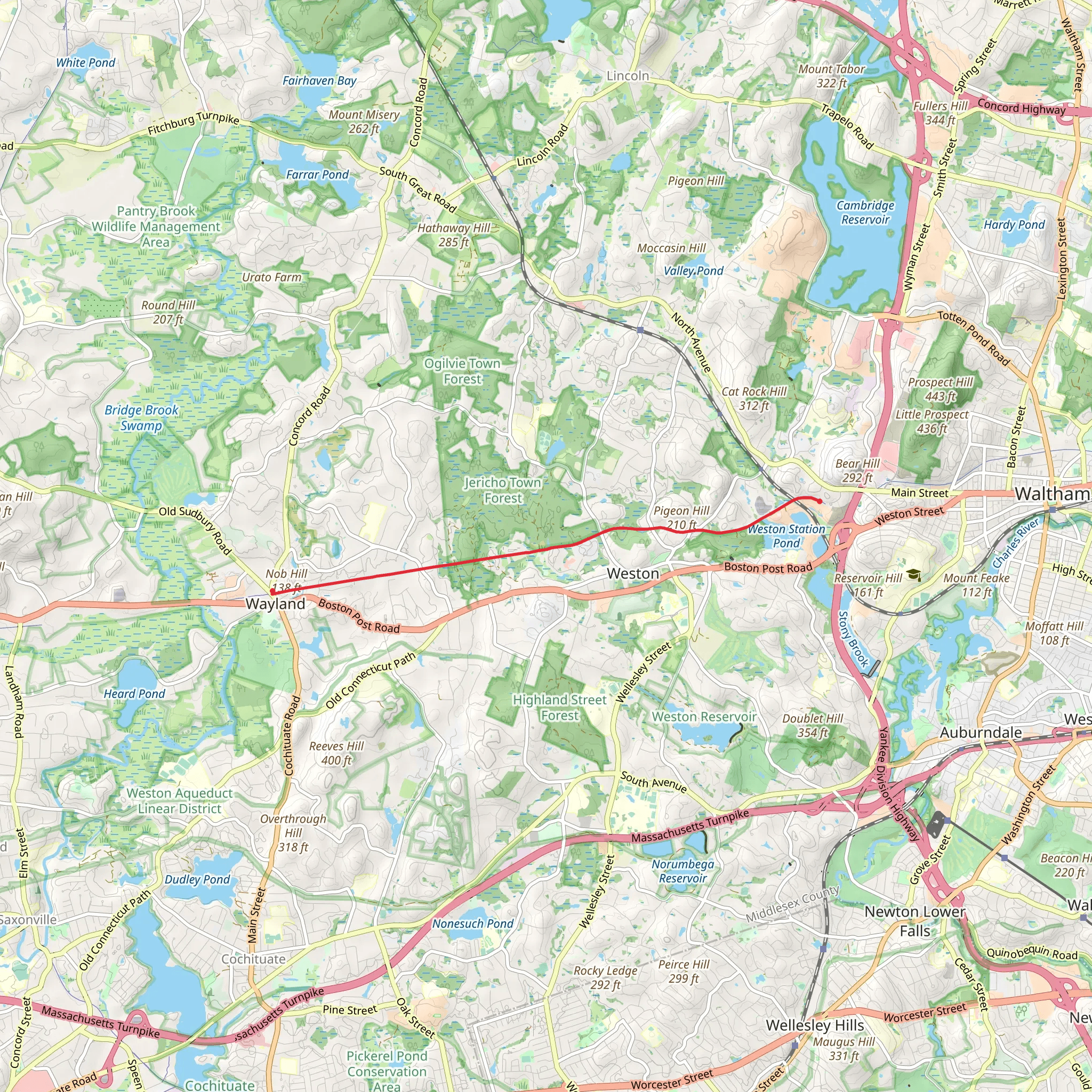 Mass Central Rail Trail - Wayside mobile static map