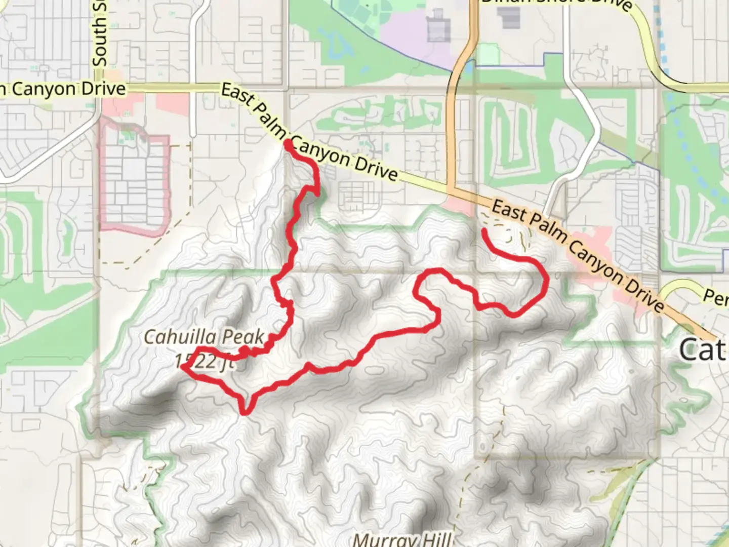 An image depicting the trail Cahuilla Peak - Araby - Berns and Wild Horse Trail and its surrounding area.