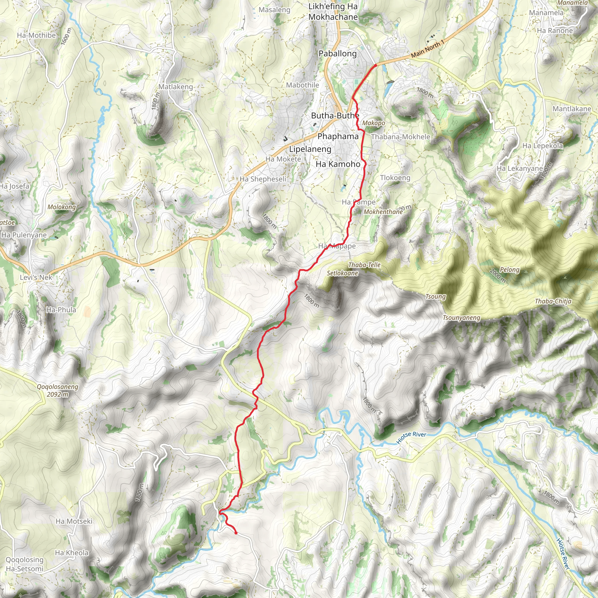 Basotho Pilgrimage Hike mobile static map