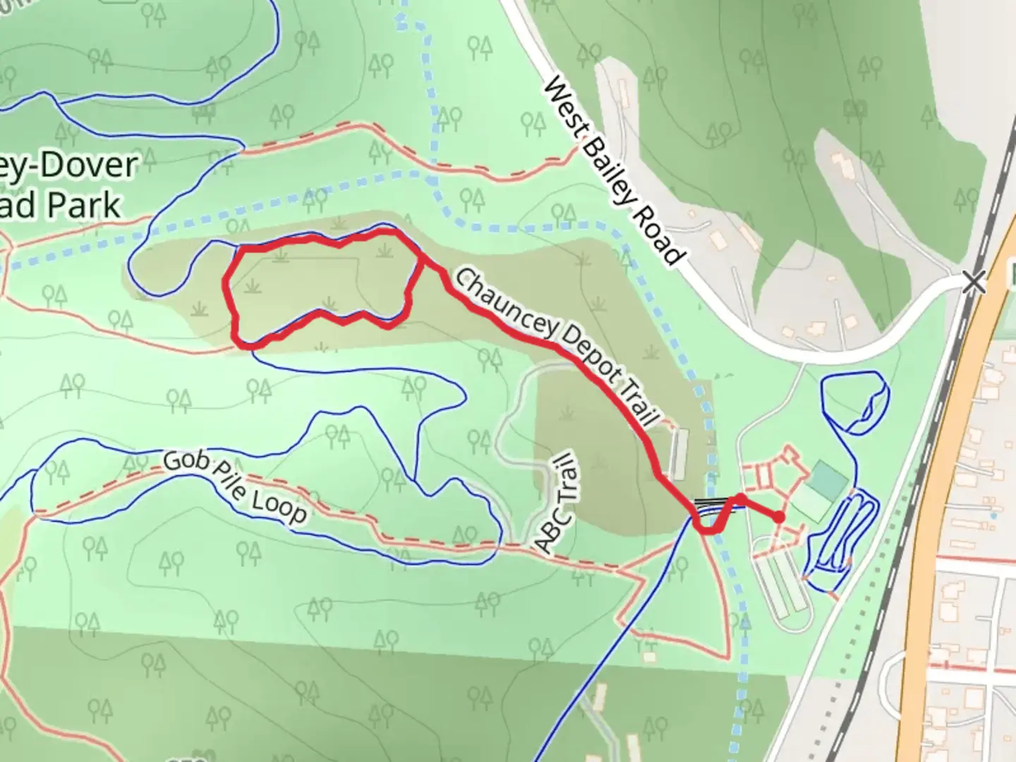 An image depicting the trail Chauncey Depot Loop Trail and its surrounding area.