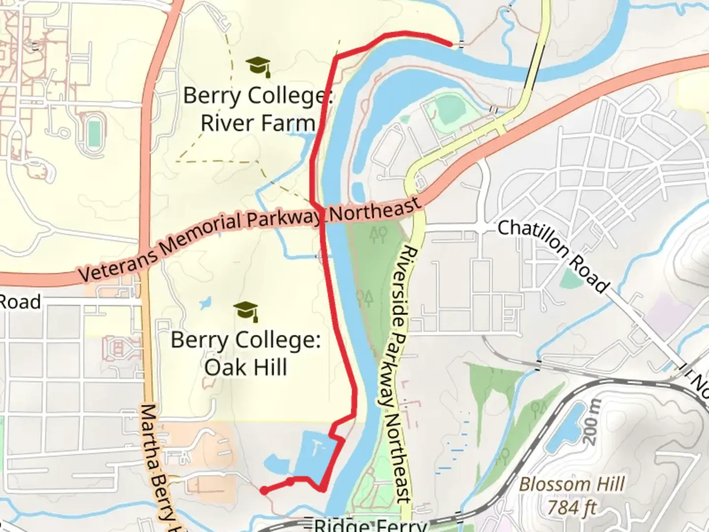 An image depicting the trail Oostanaula River Walk and its surrounding area.