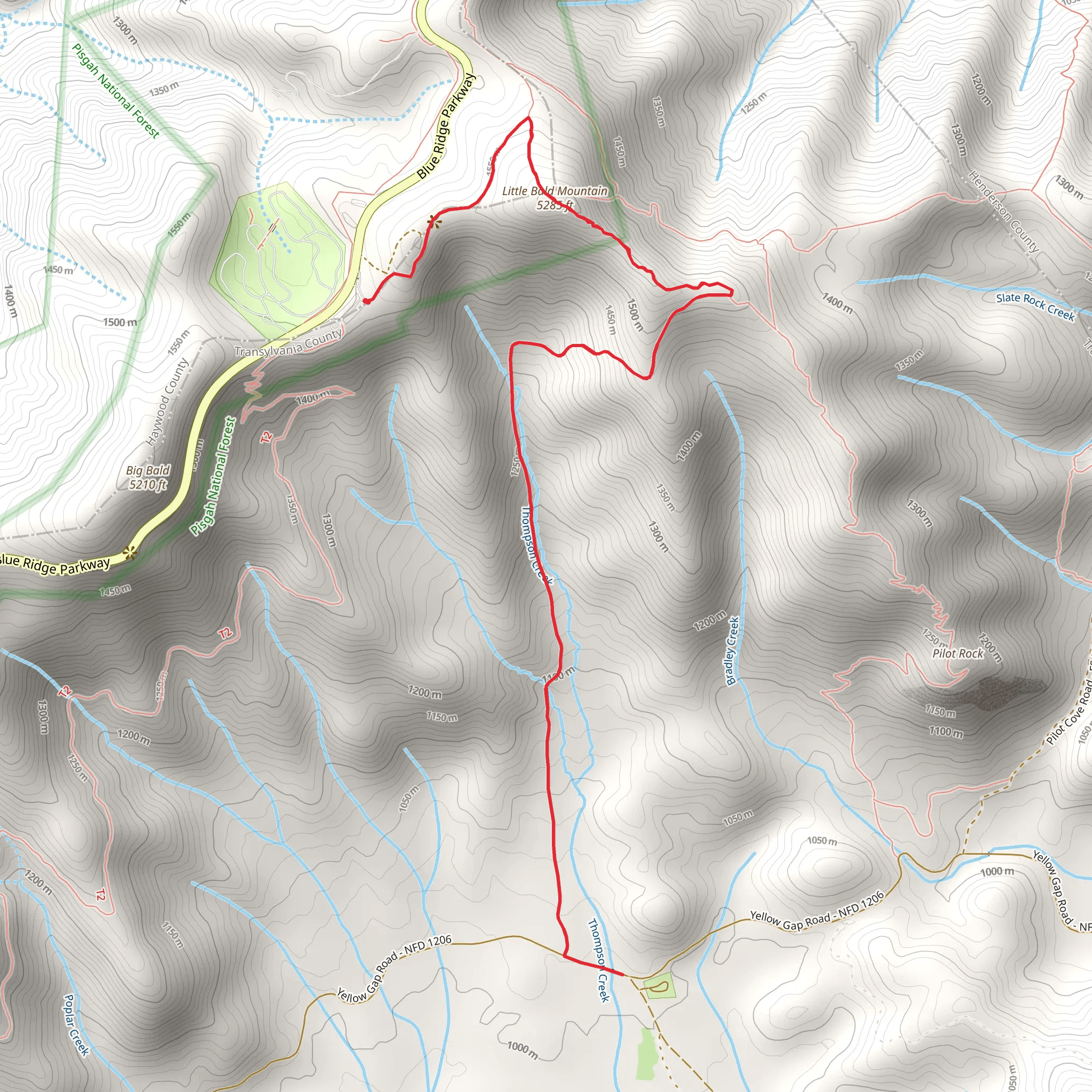 Little Bald Mountain via Thompson Creek mobile static map