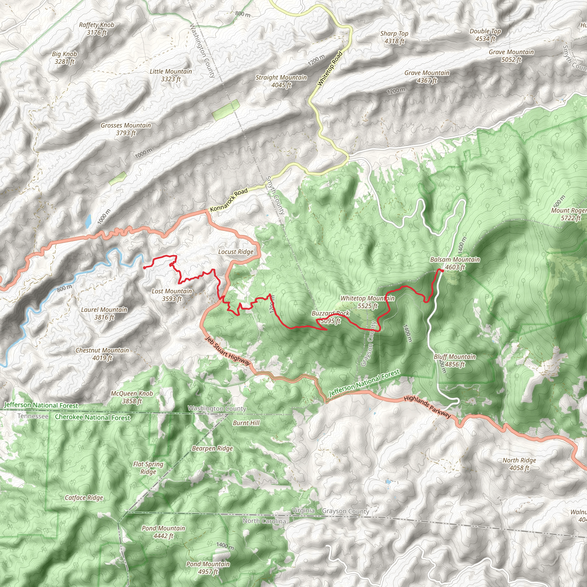 Buzzard Rock via Appalachian Trail mobile static map
