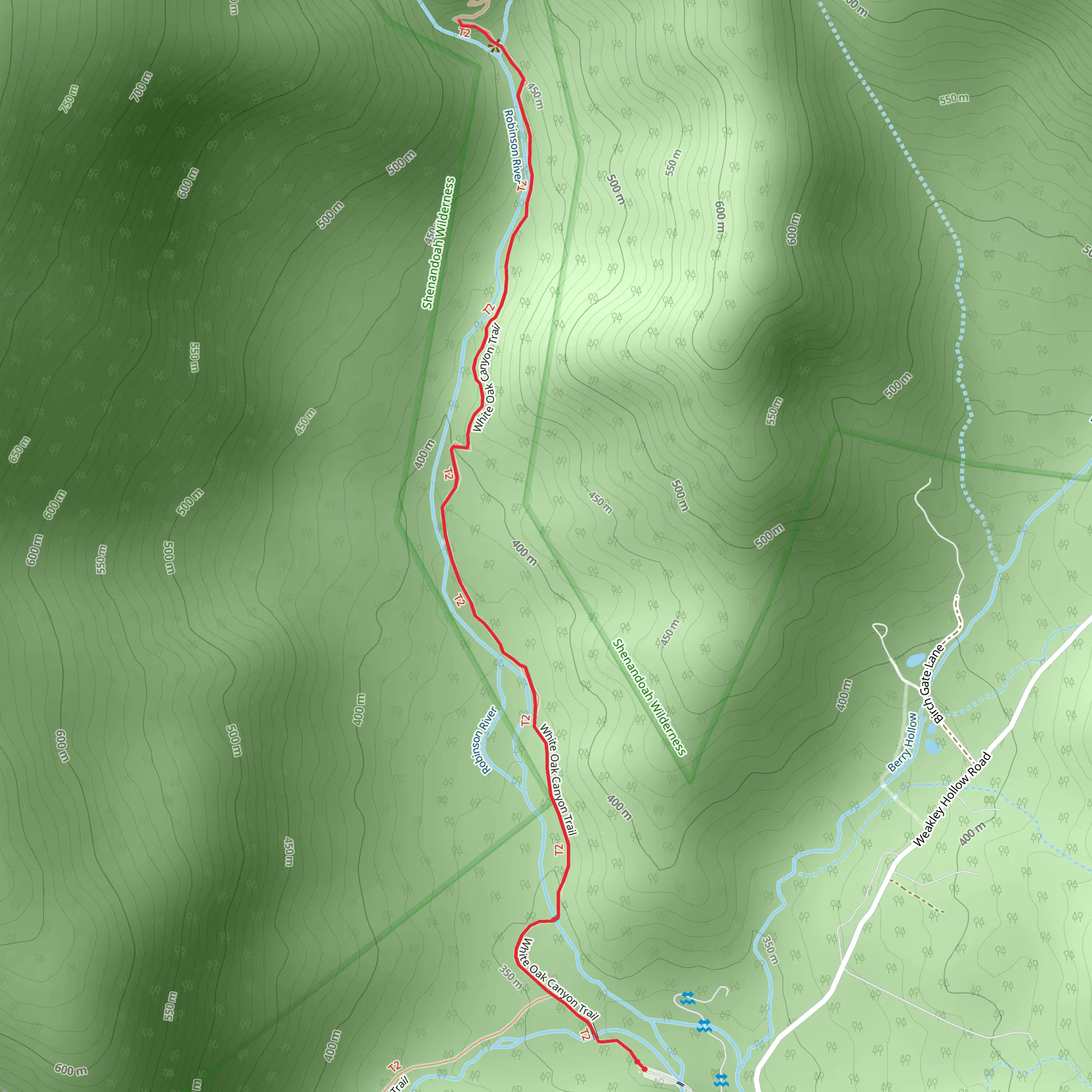Lower White Oak Falls via Whiteoak Canyon Trail mobile static map