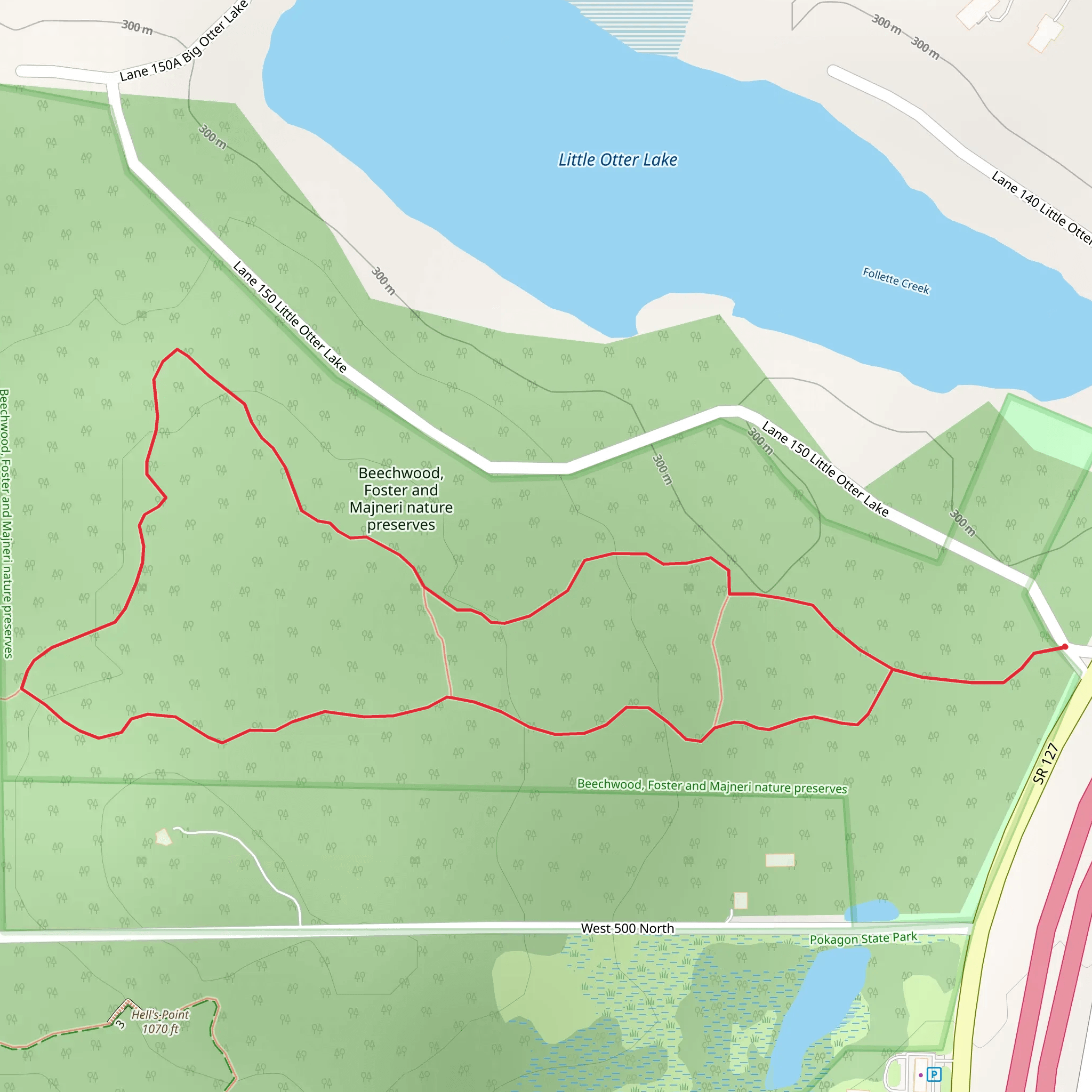 Beechwood, Foster and Majneri Nature Preserves Loop mobile static map