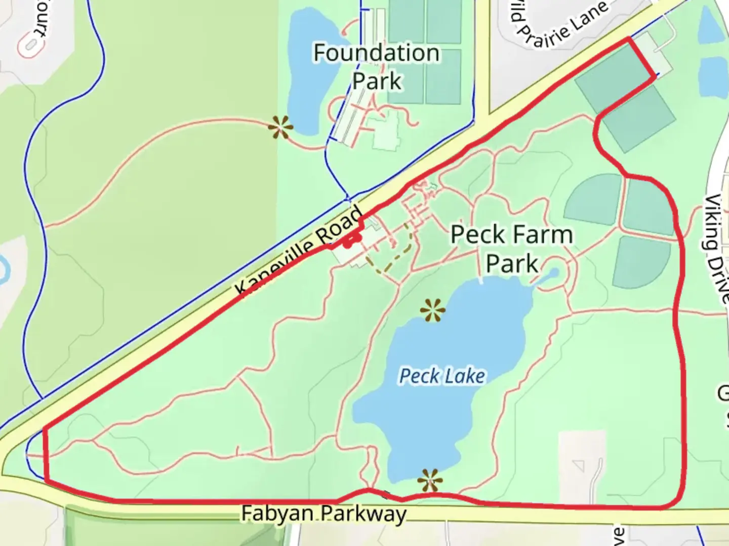 An image depicting the trail Peck Lake Outer Loop and its surrounding area.