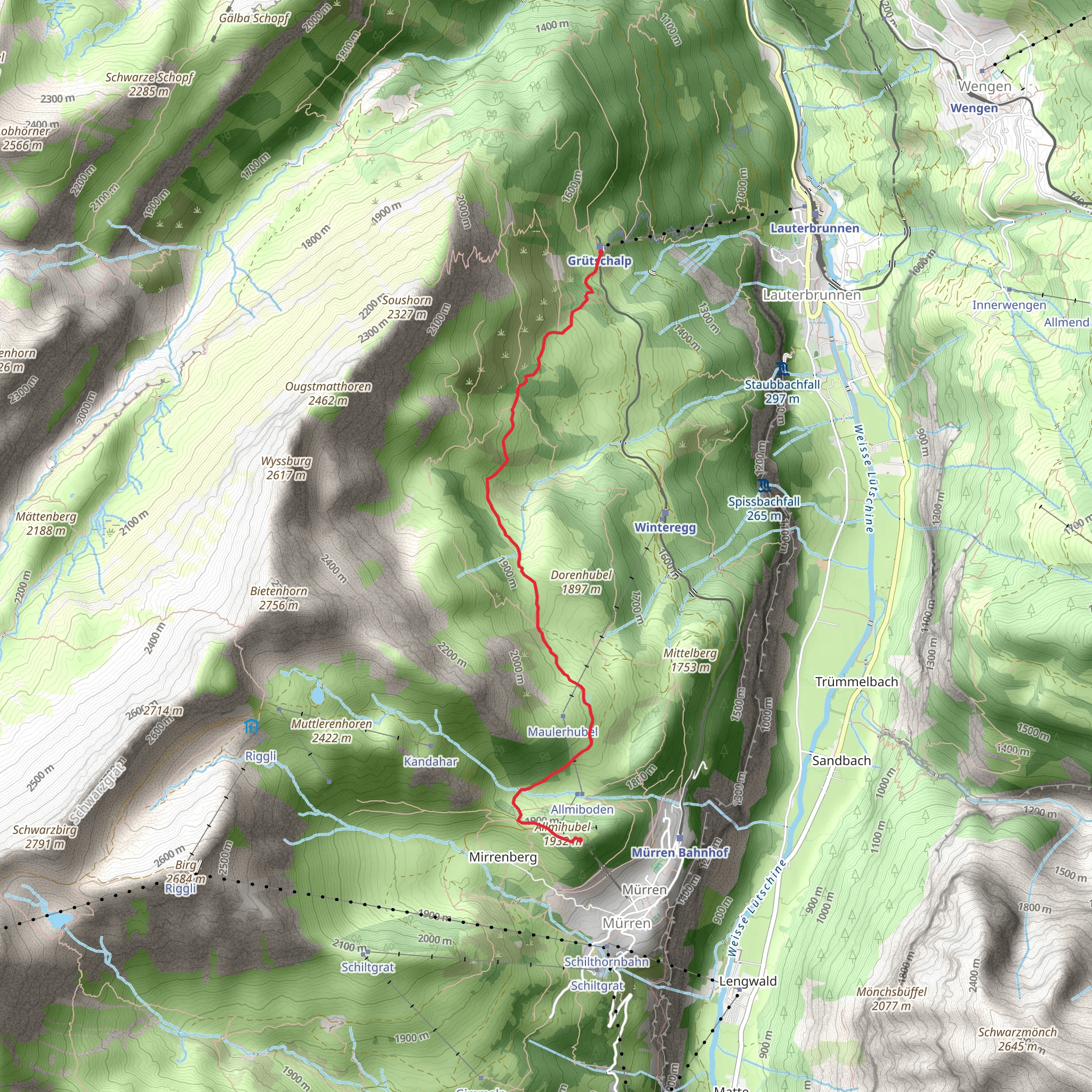 Mountain View Trail Grütschalp - Mürren mobile static map