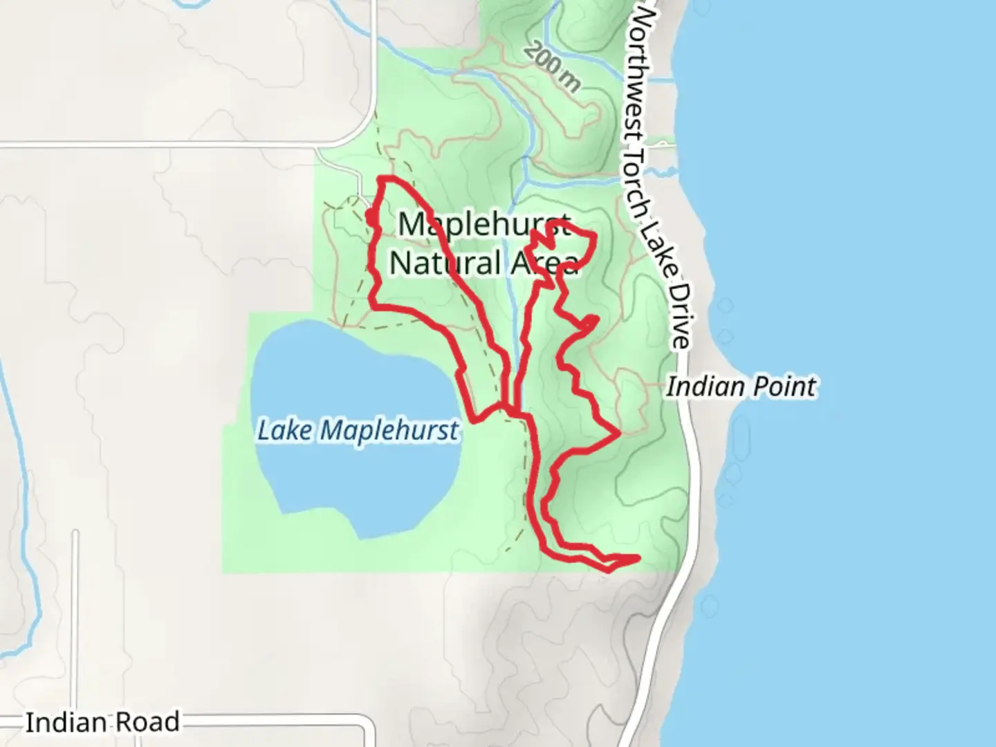 An image depicting the trail Maplehurst Hike Loop Trail and its surrounding area.