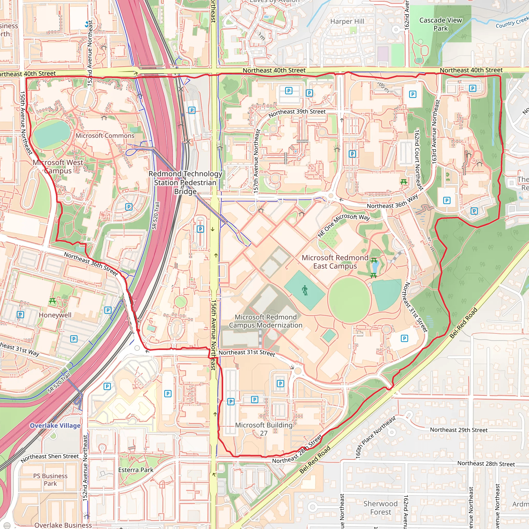 Microsoft Red and Orange Fitness Loop mobile static map