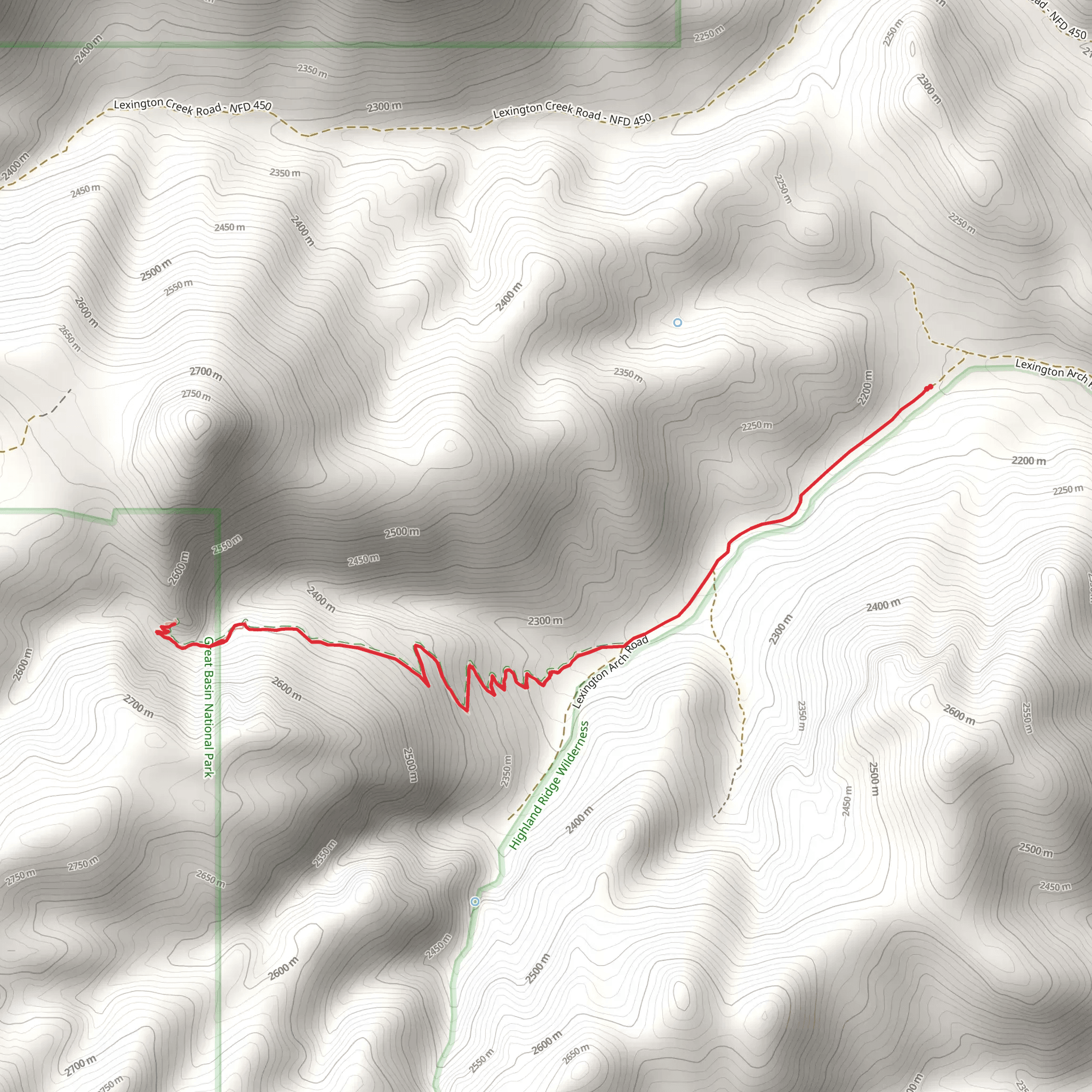 Lexington Arch via Arch Canyon mobile static map