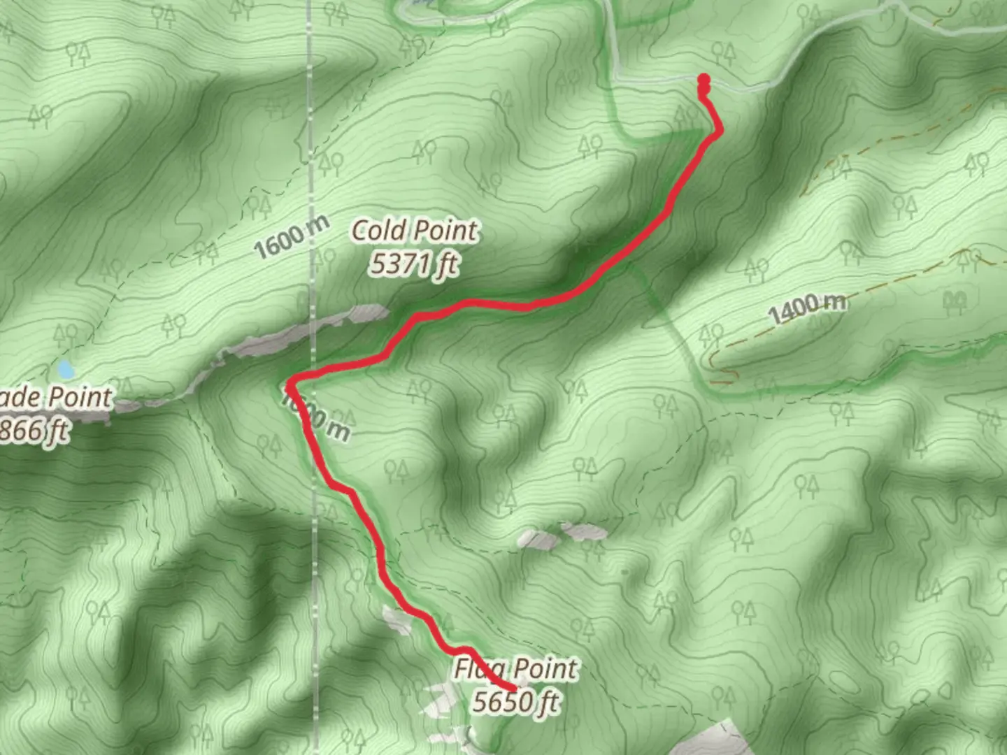 An image depicting the trail Cold Point and Flag Point and its surrounding area.