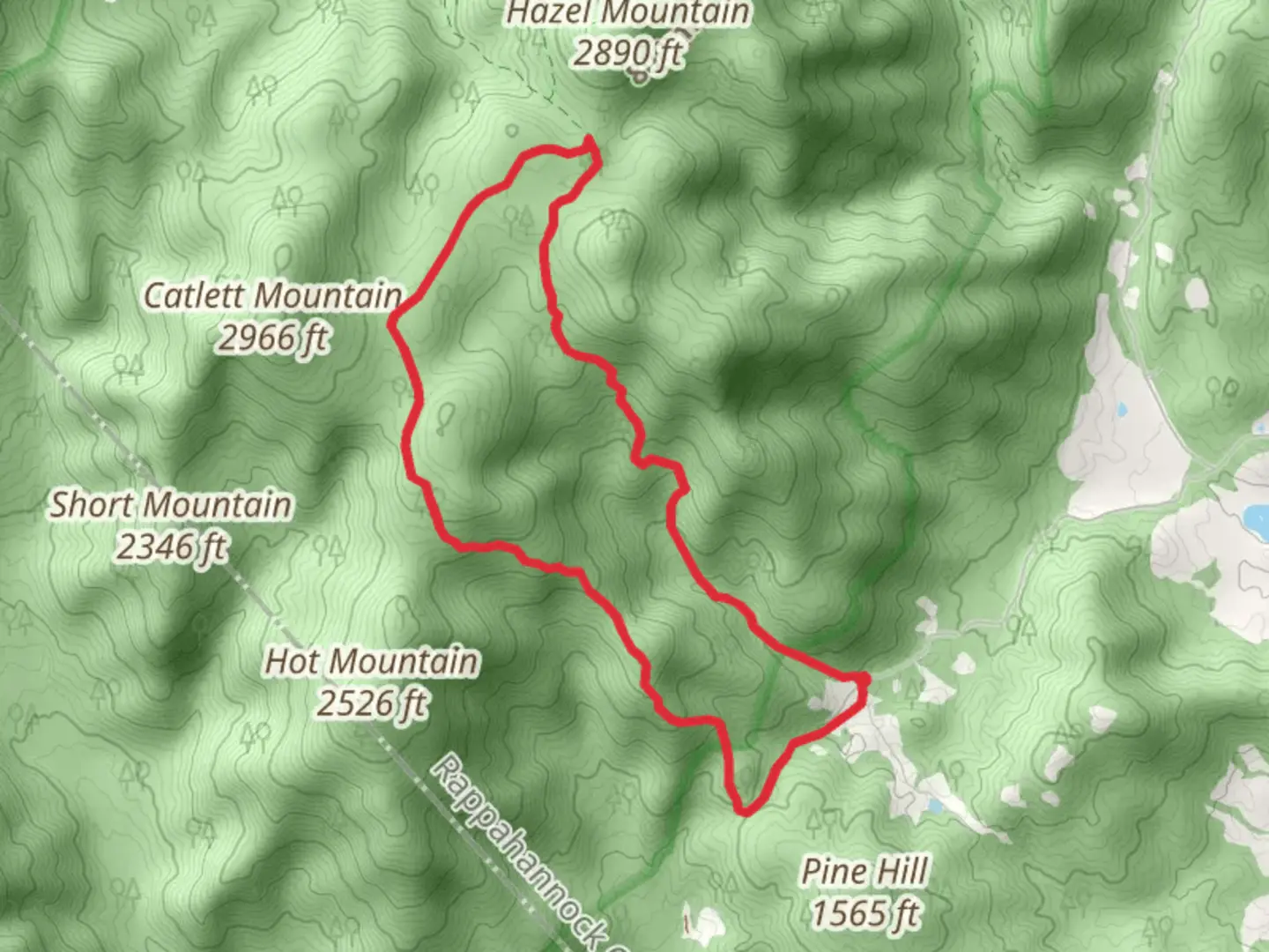 An image depicting the trail Hazel Mountain and Pine Hill Gap Loop Trail and its surrounding area.