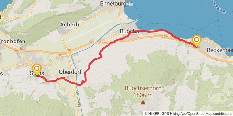 Camino Müstair-Geneva via Interlaken stage 20 Map