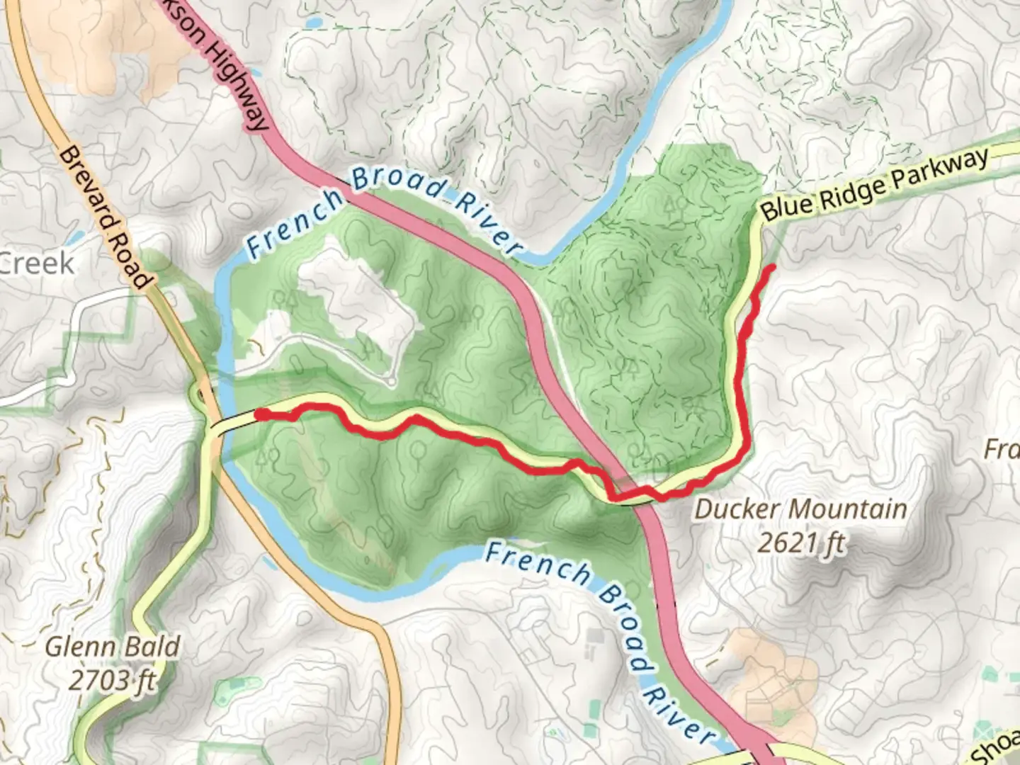 An image depicting the trail Blue Ridge Parkway and its surrounding area.
