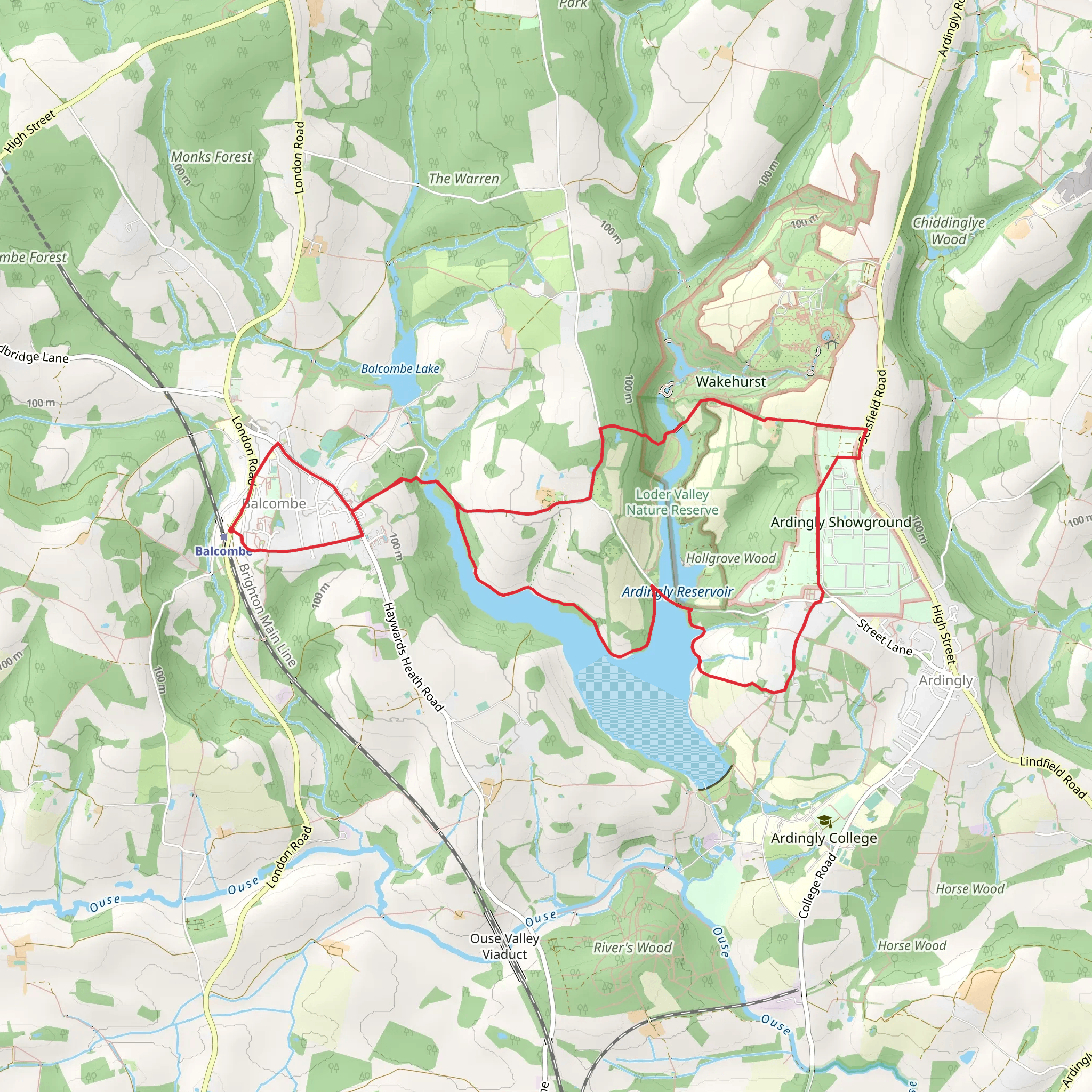 Ardingly Reservoir Loop from Balcombe mobile static map