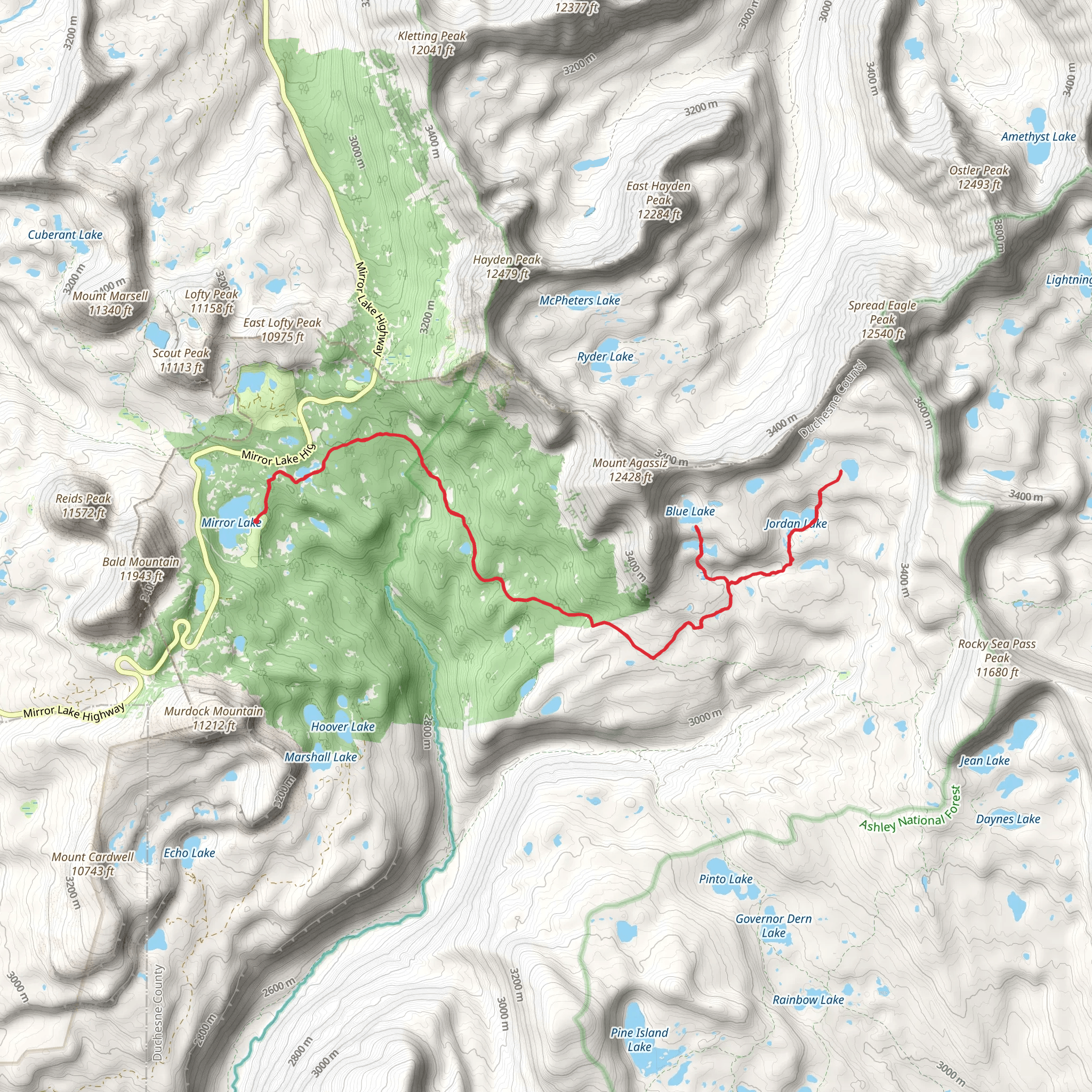 Mirror Lake Trail and Naturalist Basin Trail mobile static map