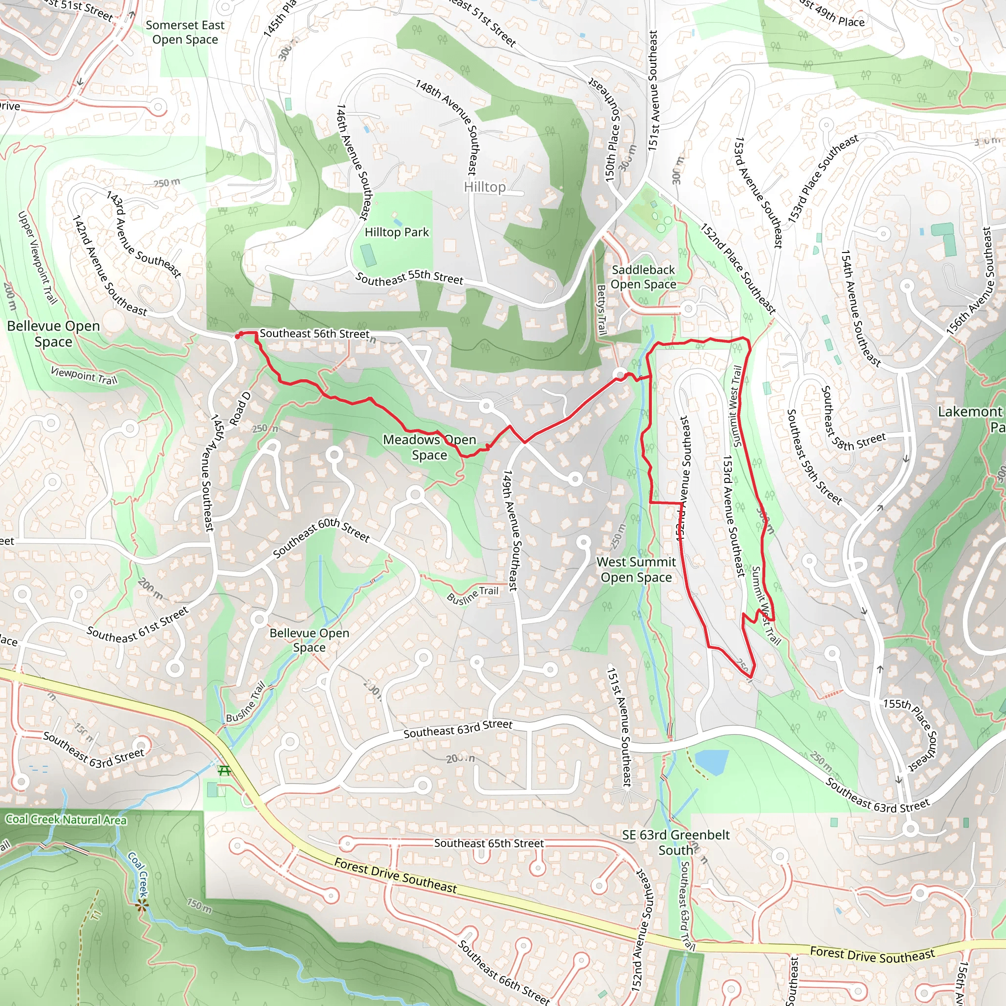 Summit West Trail and Bettys Trail mobile static map