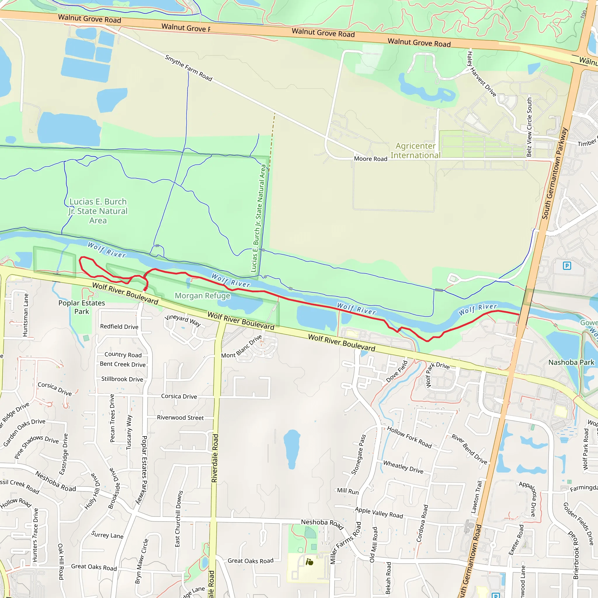 Wolf River Greenway mobile static map