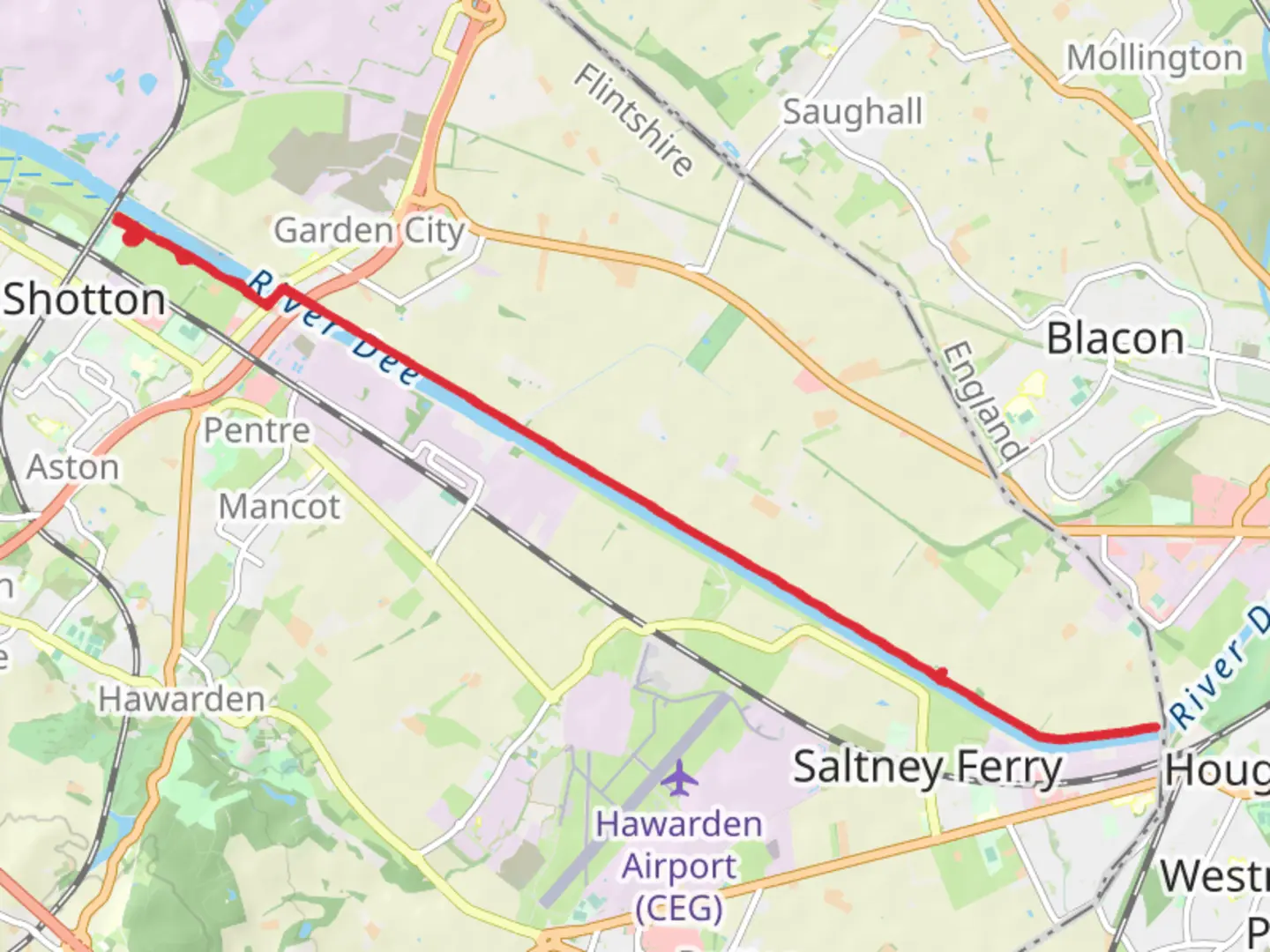 An image depicting the trail Along the River Dee and its surrounding area.