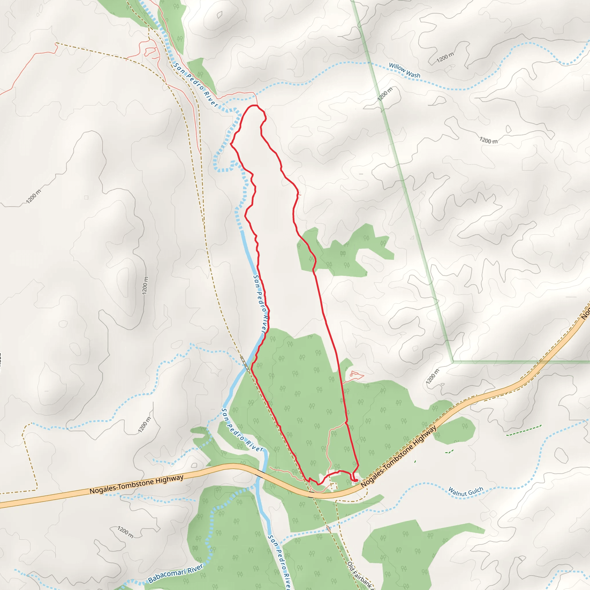 San Pedro Trail and River Loop Trail mobile static map