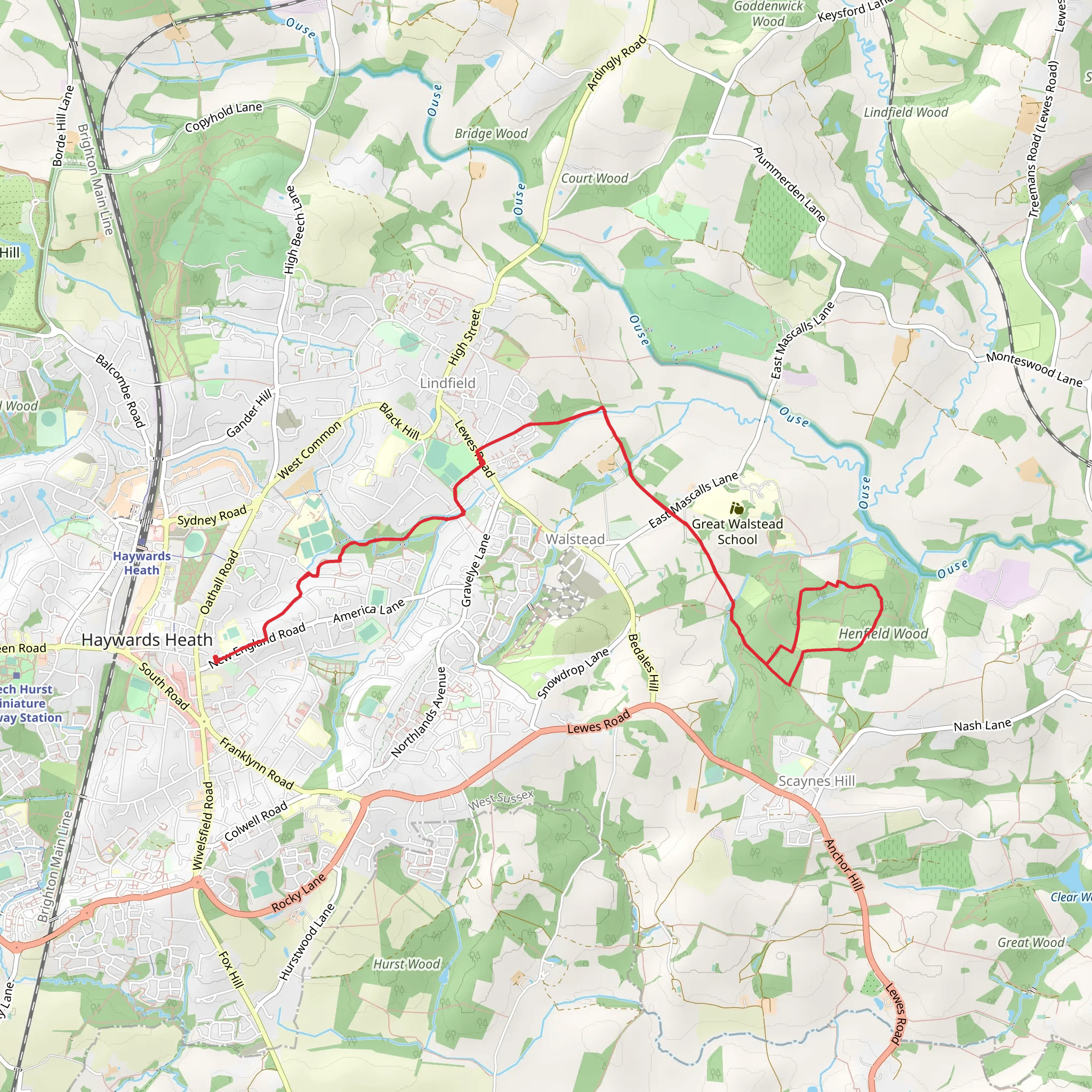 Henfield Wood Loop from Haywards Heath mobile static map