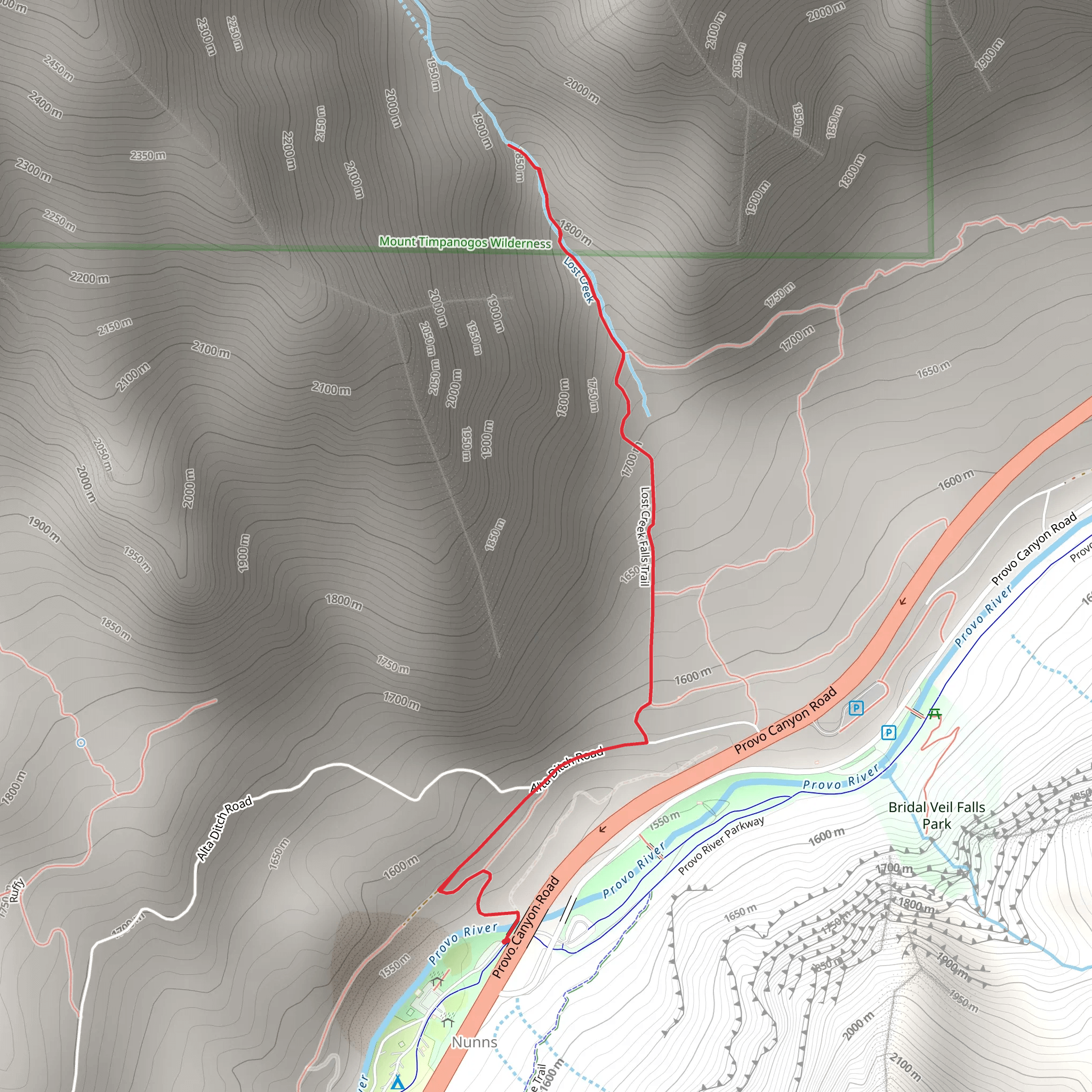 Lost Creek Falls Trail mobile static map