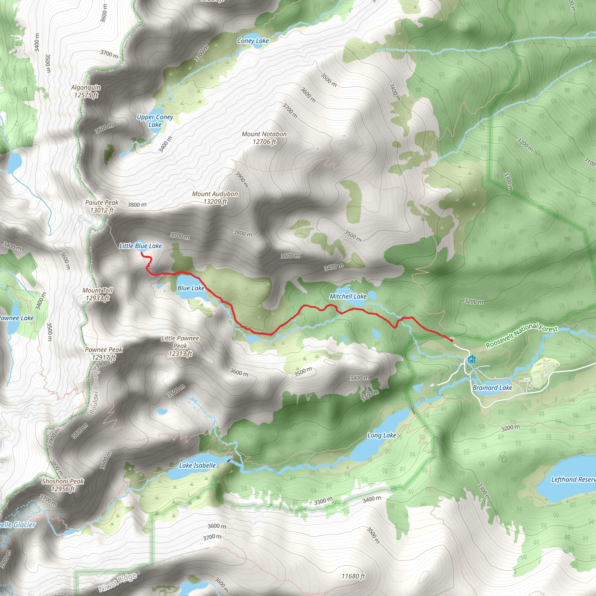 Little Blue Lake, Blue Lake and Mitchell Lake Trail mobile static map