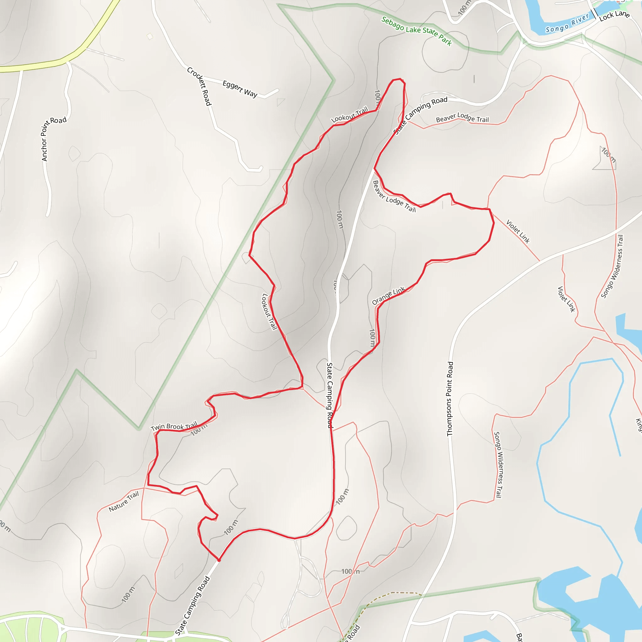 State Camping Road - Whitney Brook Loop mobile static map