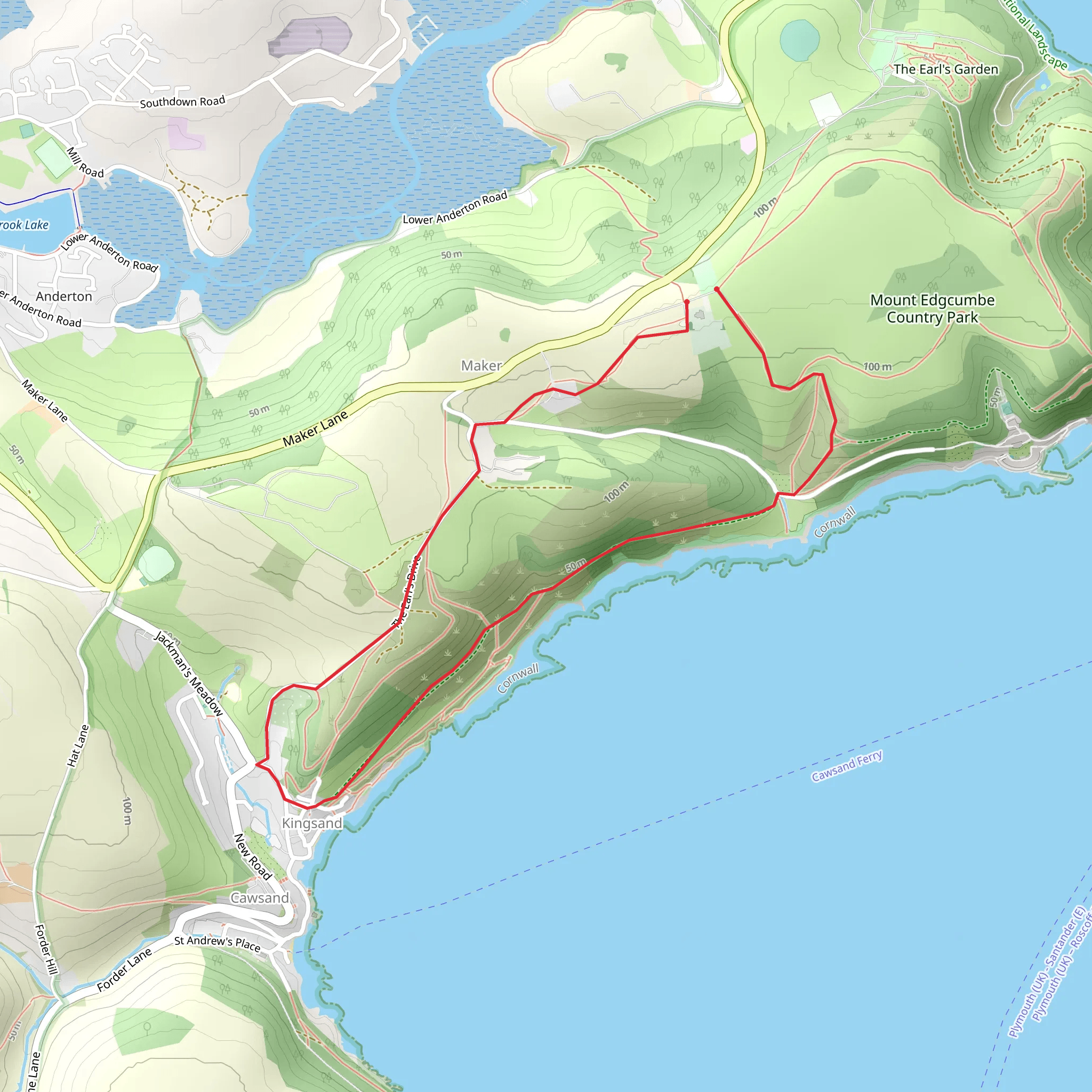 Hooe Lake Point and Earls Drive Walk mobile static map