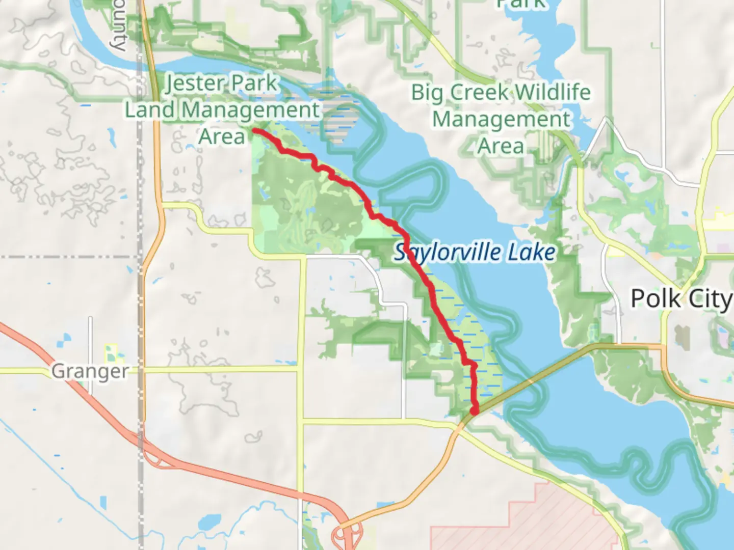 An image depicting the trail Saylorville Lake - Lakeshore Trail and its surrounding area.