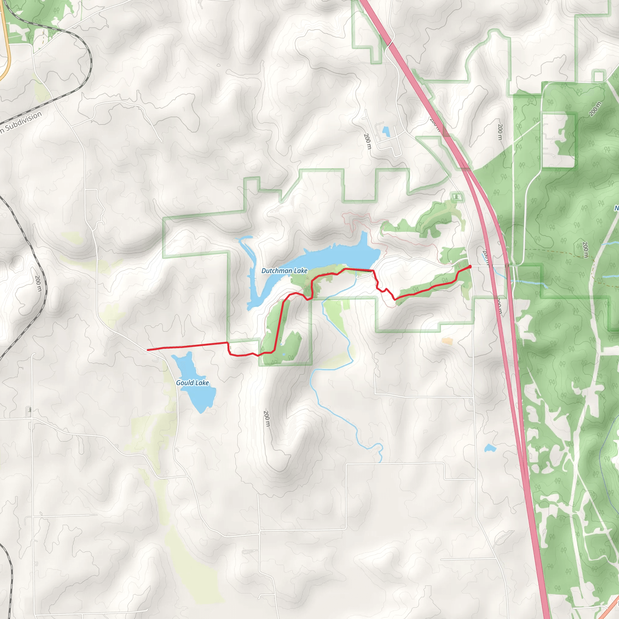 Dutchman Lake via River to River Trail mobile static map