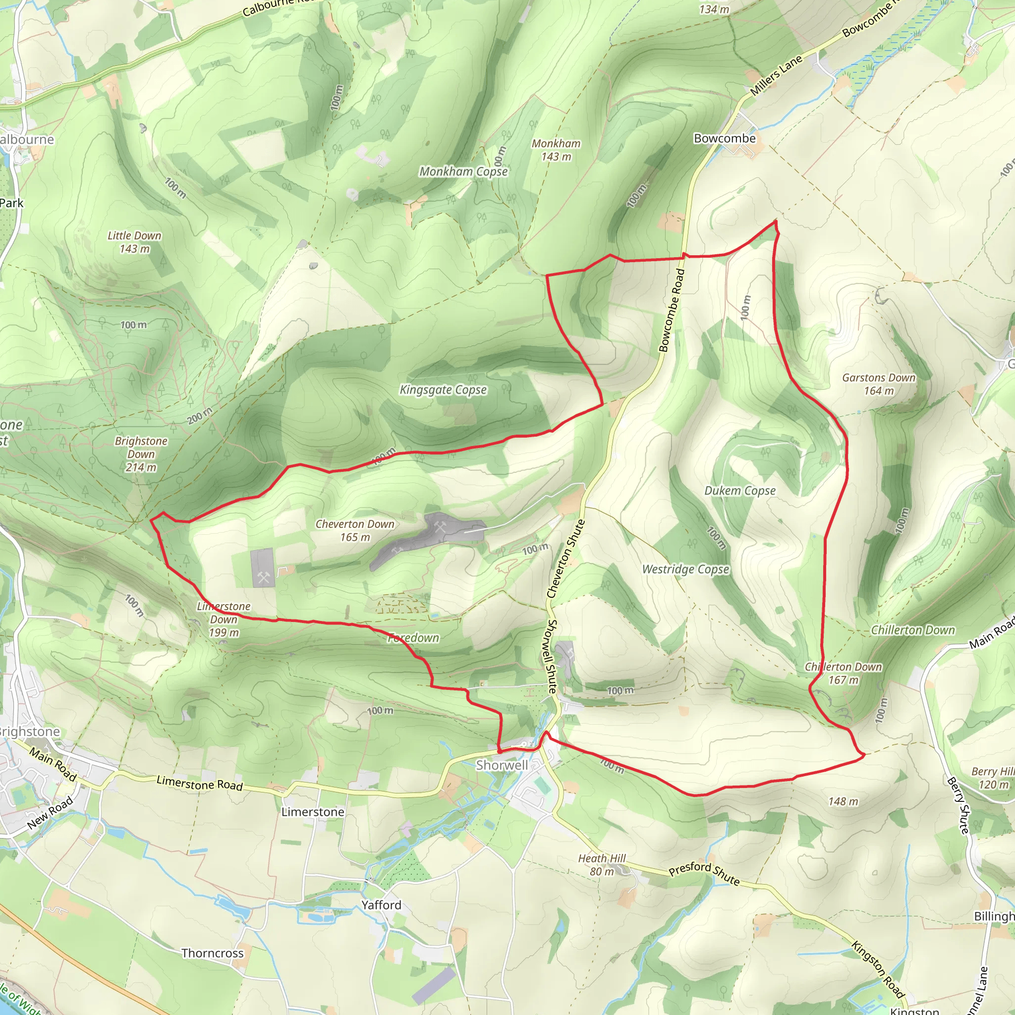 Shorwell Northern Loop mobile static map