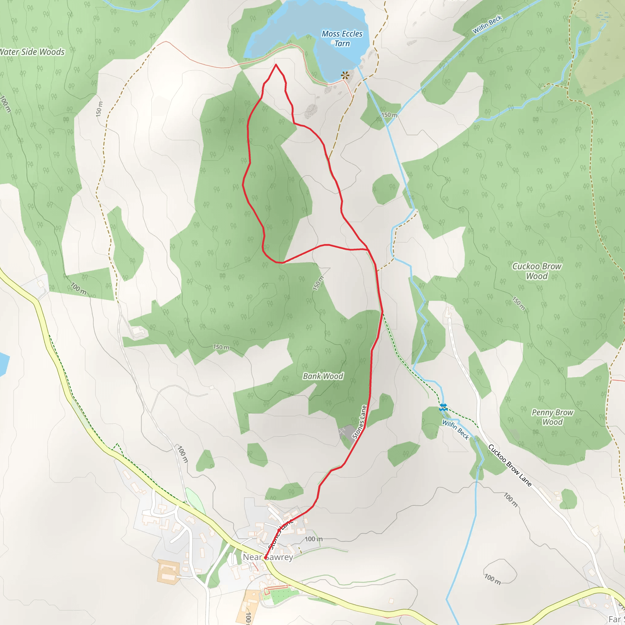 Hill Top to Moss Eccles Tarn Walk mobile static map