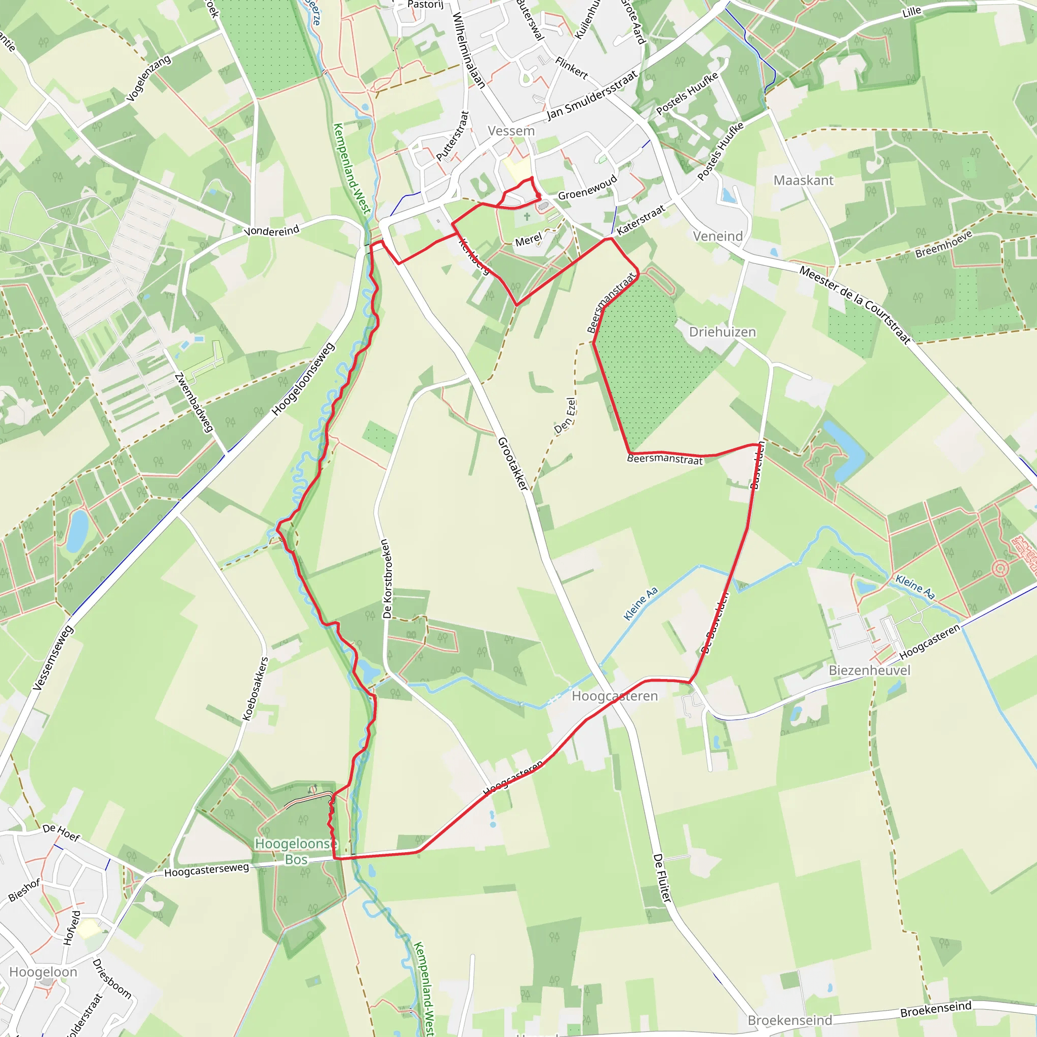 Koesbosch, Hoogeloons and Driehuizen Loop mobile static map