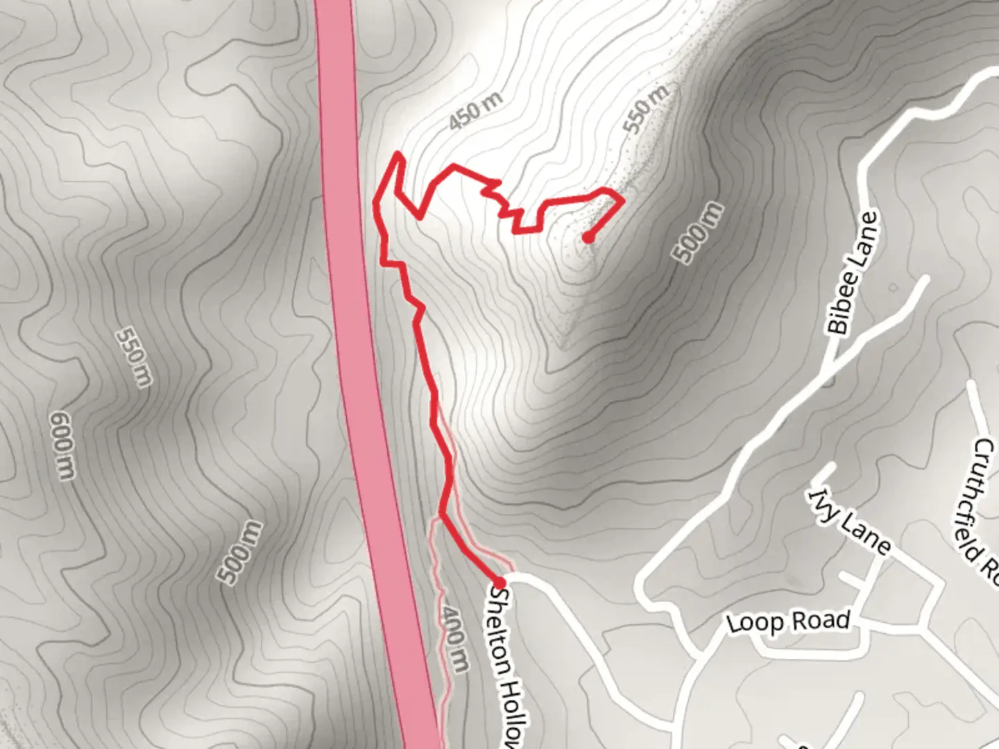 An image depicting the trail Cumberland Trail from Shelton Hollow Lane and its surrounding area.