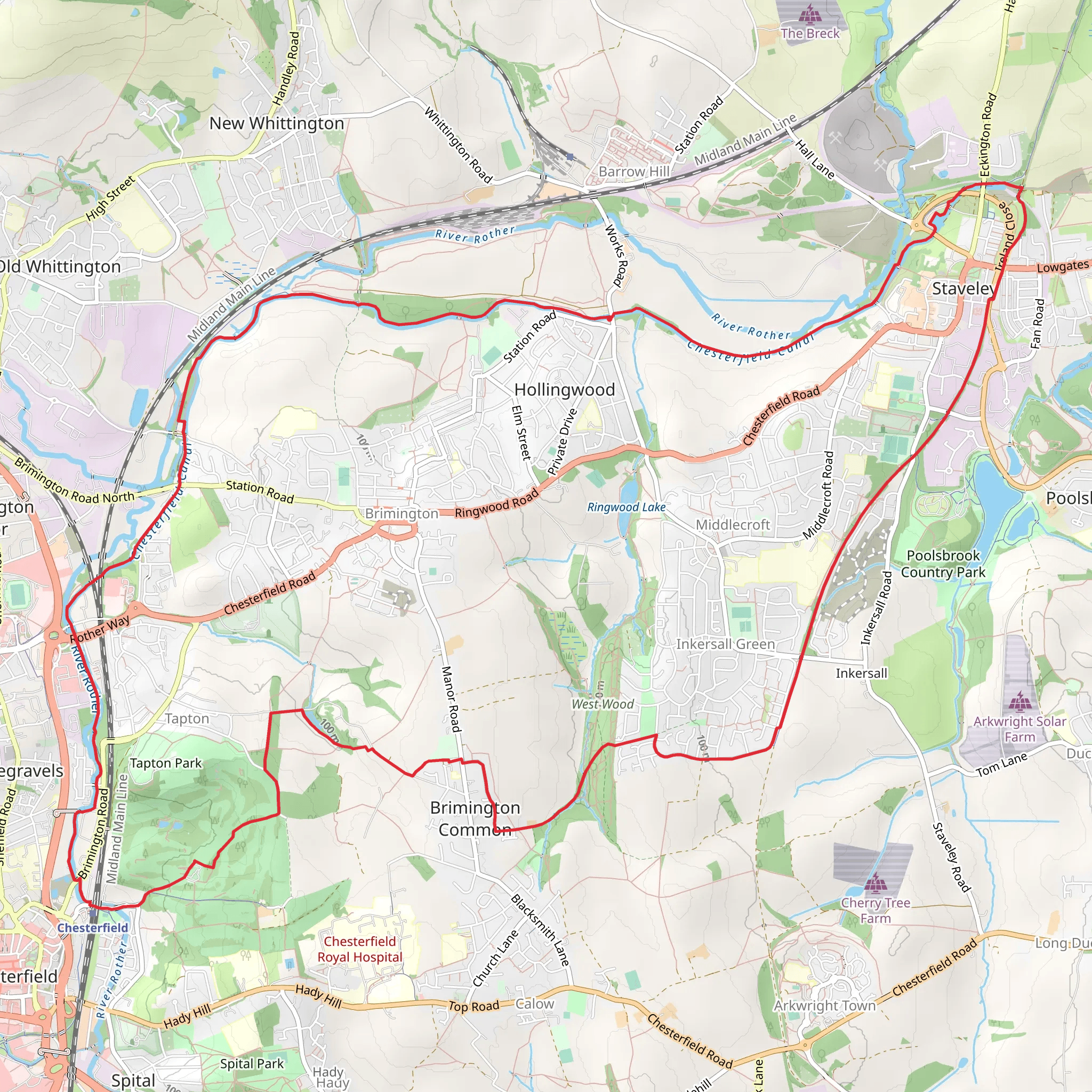 Chesterfield transpenine trail loop mobile static map