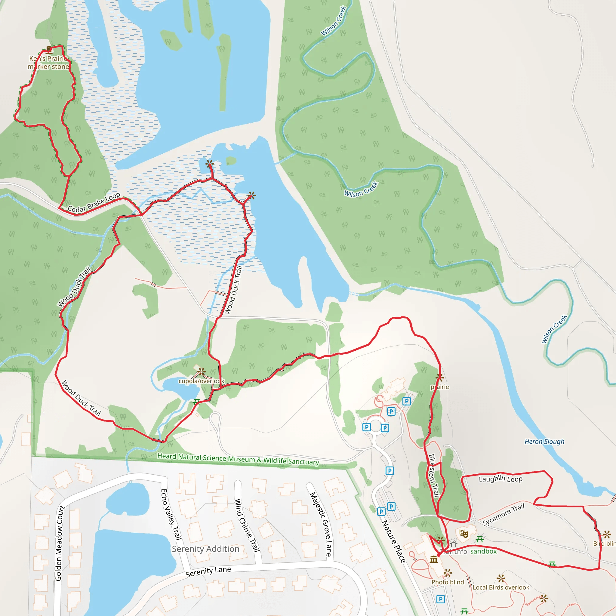 Bluestem - Cedar Brake - Wood Duck Loop Trail mobile static map