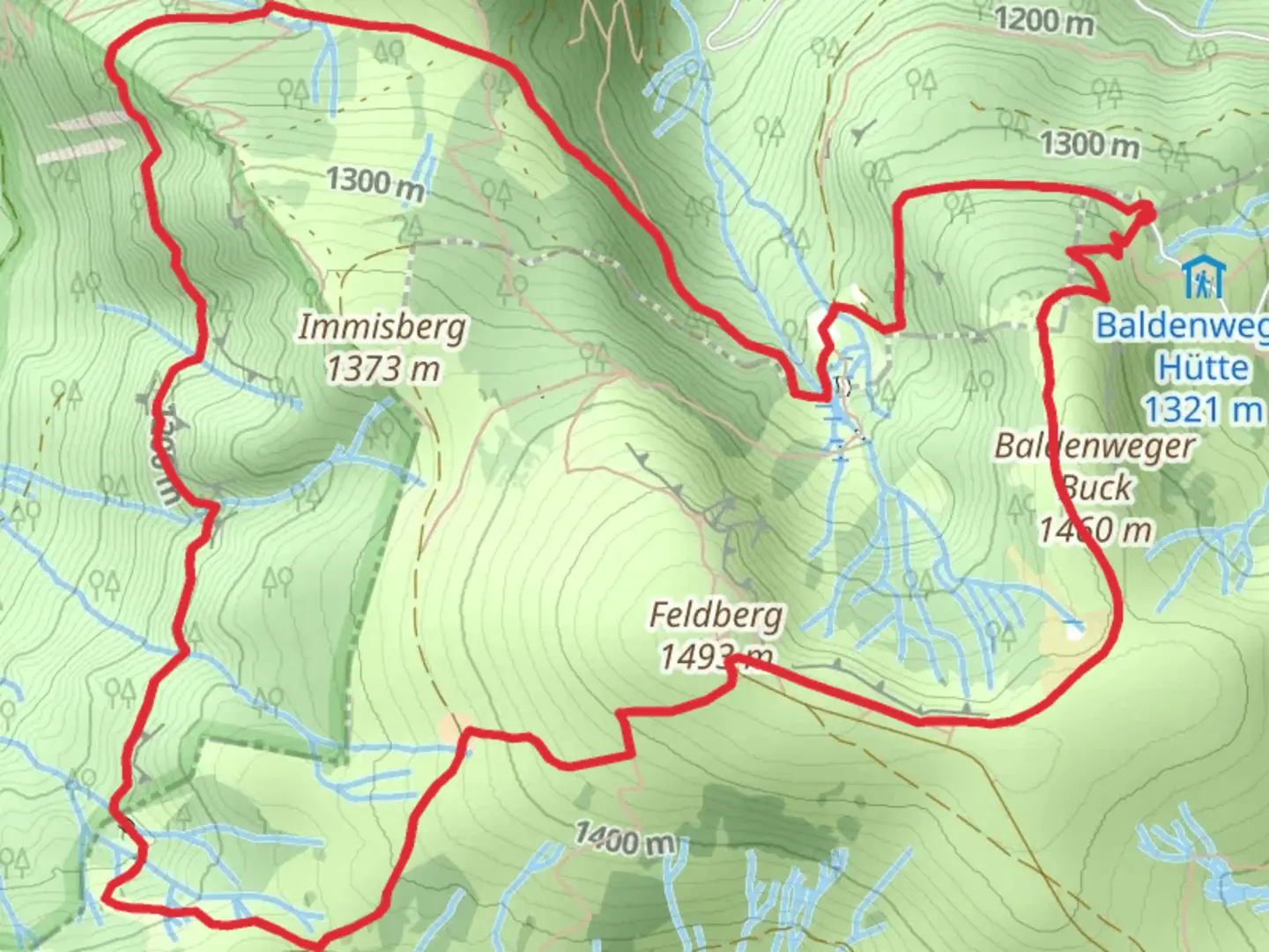 An image depicting the trail Bei der Zaster Hutte - Huettenwasen and Alpiner Pfad and its surrounding area.