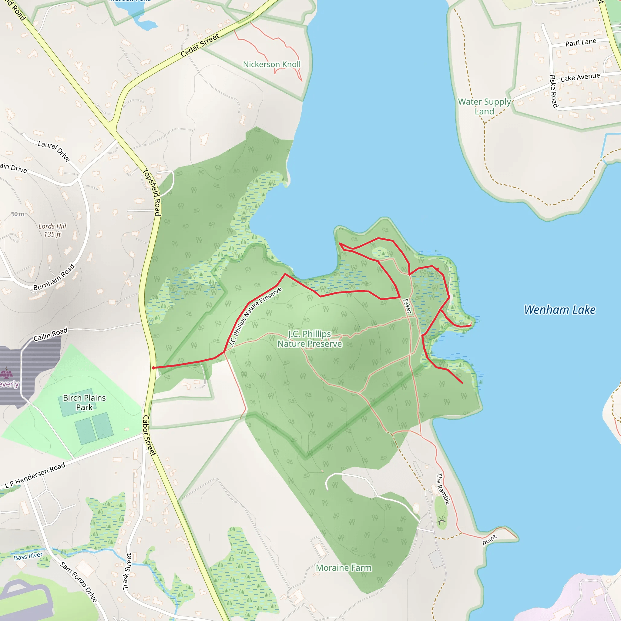 J C Phillips Nature Preserve Trail mobile static map