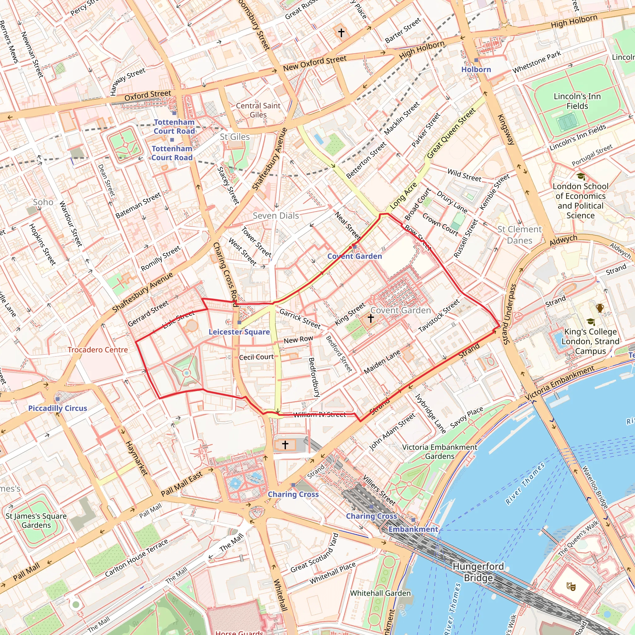Convent Garden and Leicester Square Loop mobile static map