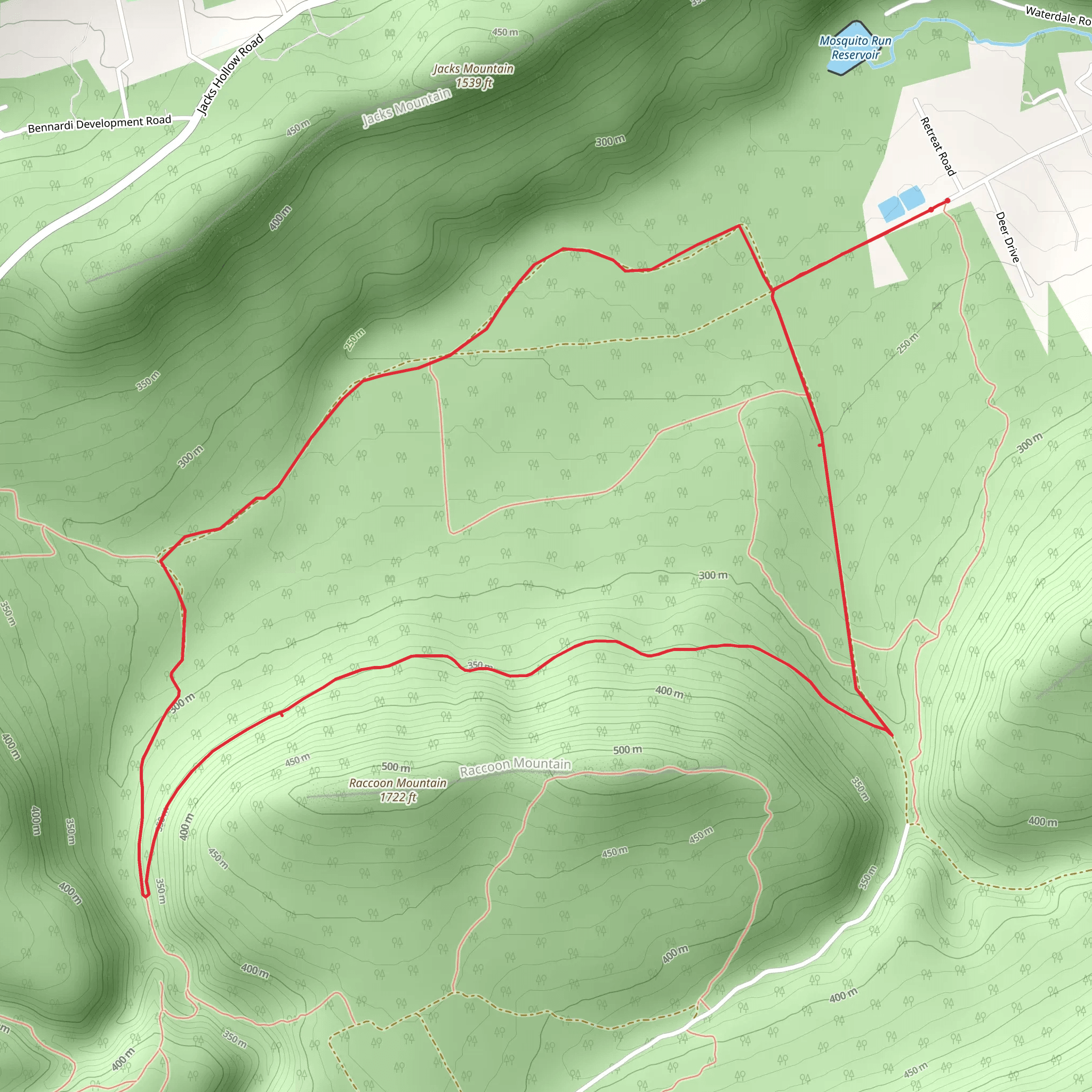 Raccoon Mountain and Mosquito Creek Loop mobile static map