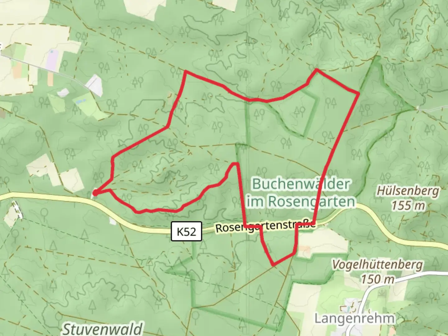 An image depicting the trail Naturschutzgebiet Buchwenwalder im Rosengarten Loop and its surrounding area.