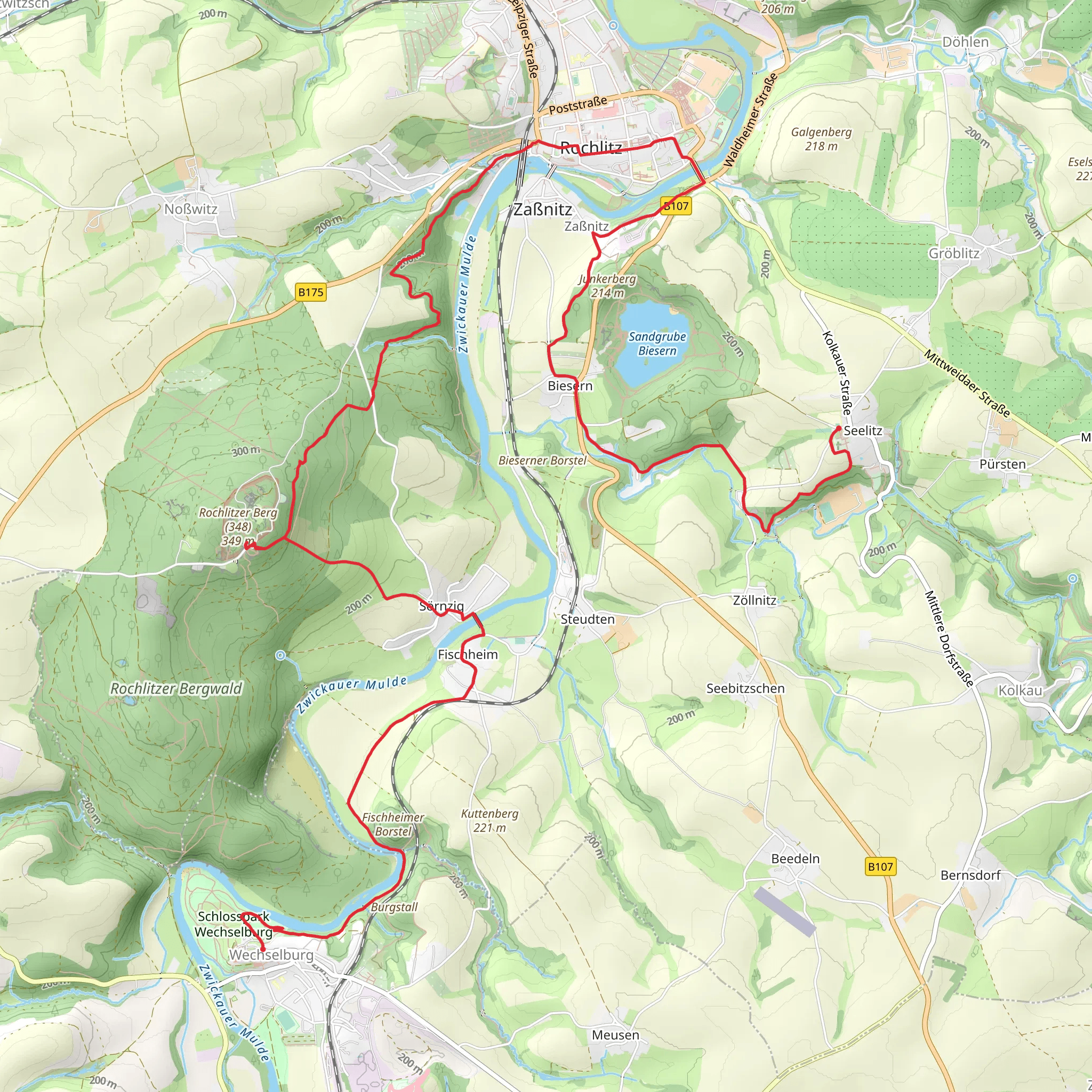 Seeliz to Wechselburg Via Porphyria mobile static map