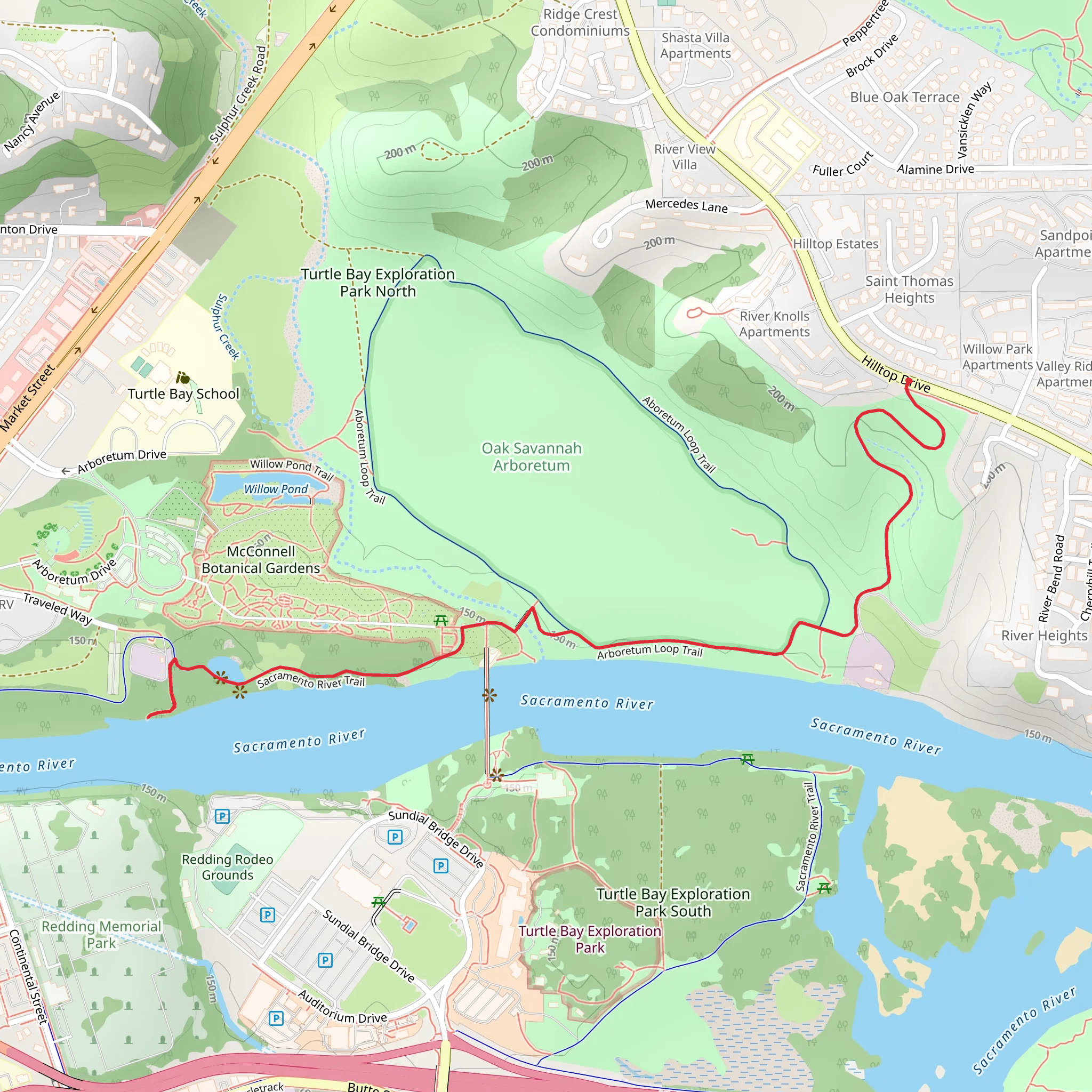 Sacramento River Trail Out and Back mobile static map